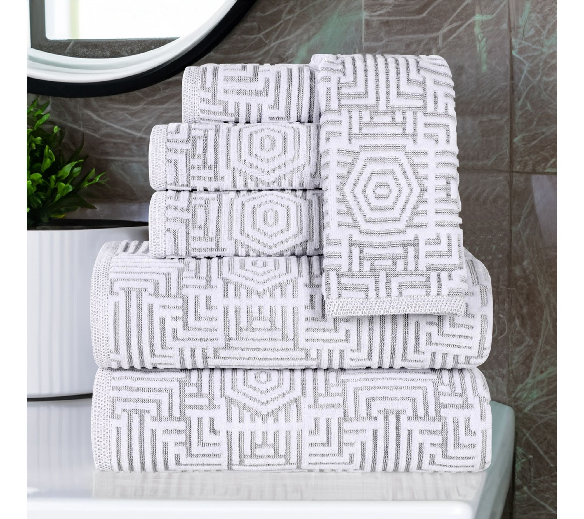 Superior Cotton Jaq Plush Absorbent 6-Piece Towel Set