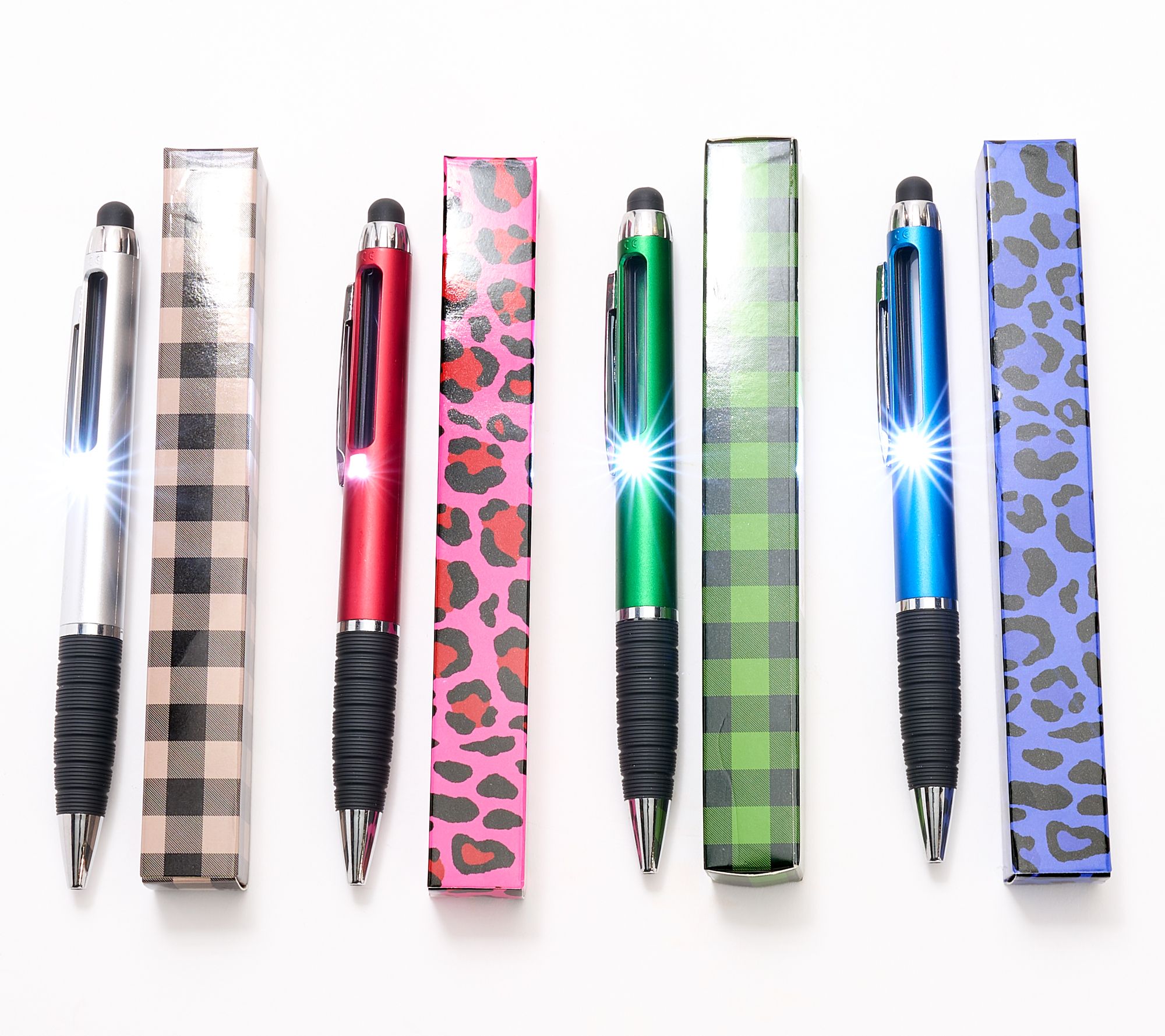 SecureBrite S/4 Magnifier Pens w/ LED Light, Gift Box & 8 Refills