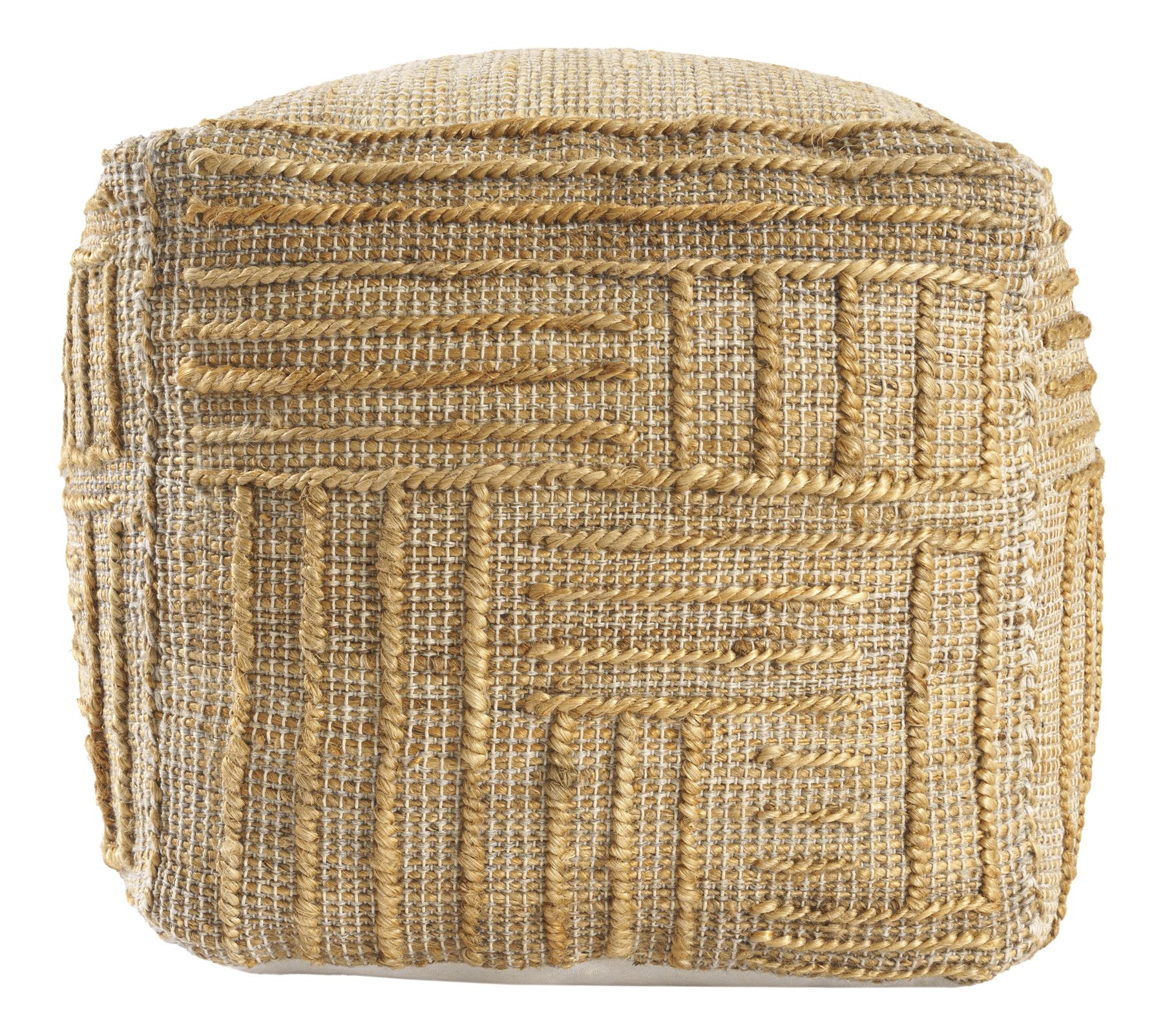 Ox Bay Striped Farmhouse Hand-Made Indoor PoufOttoman