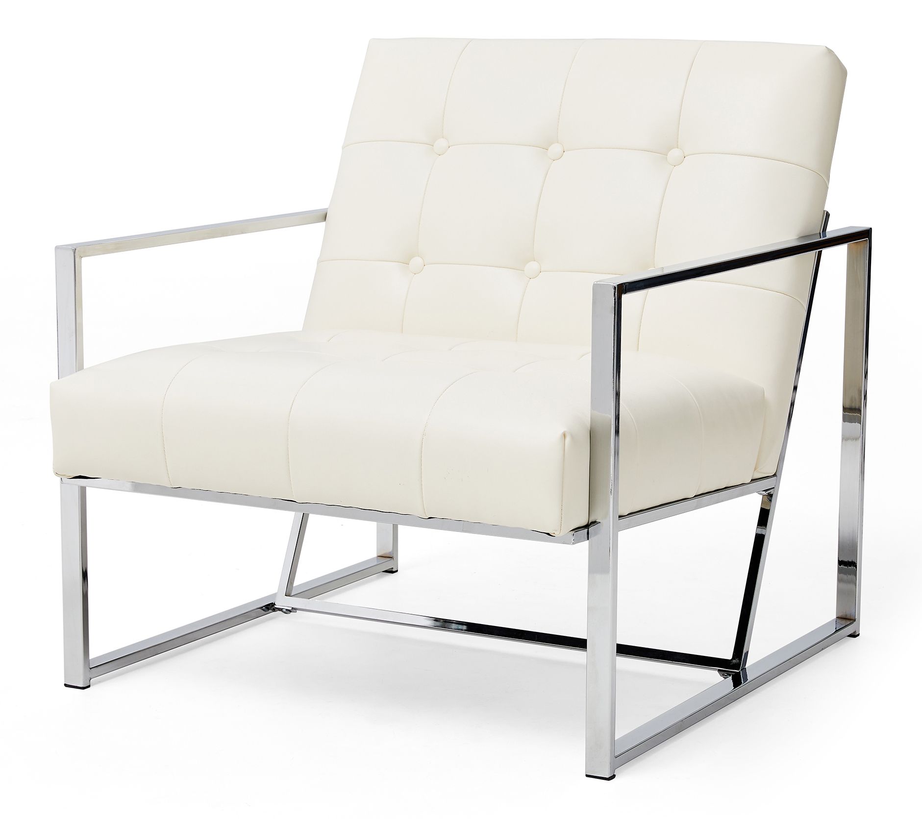 Glitzhome Mid Century Leatherette Button Ttufted Accent Chair