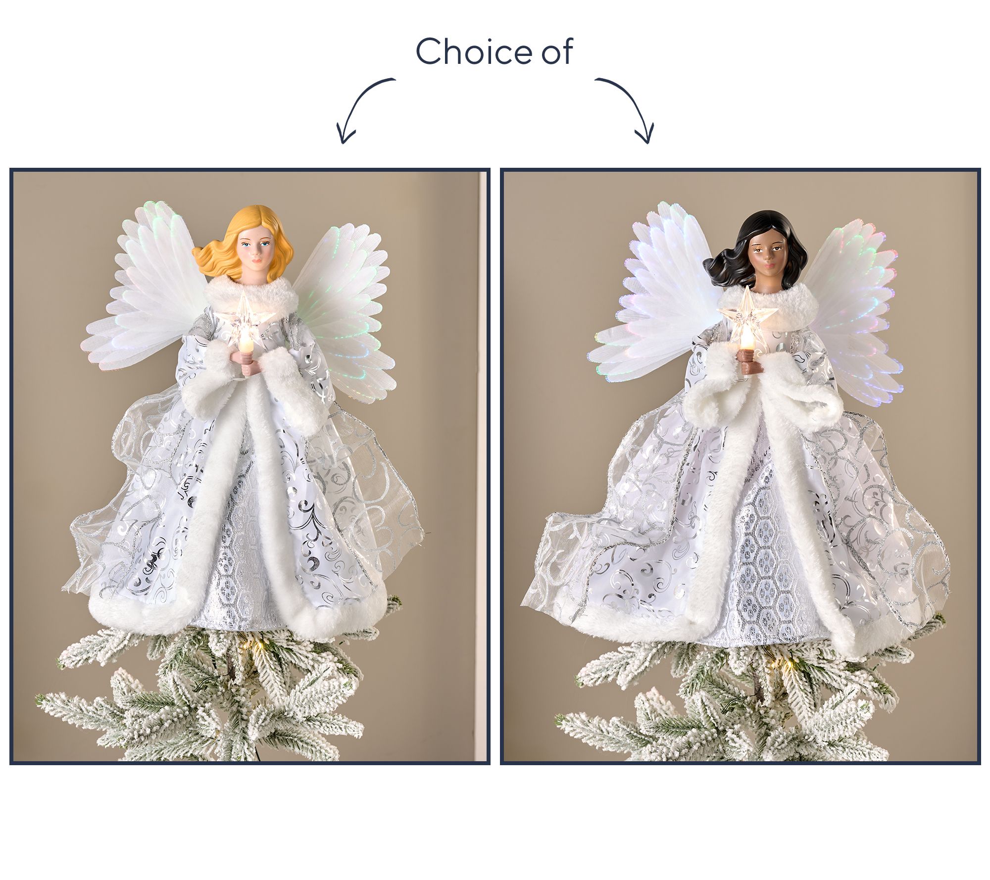 "As Is" Mr. Christmas 12" Fiberoptic Angel Tree Topper w/ Dress