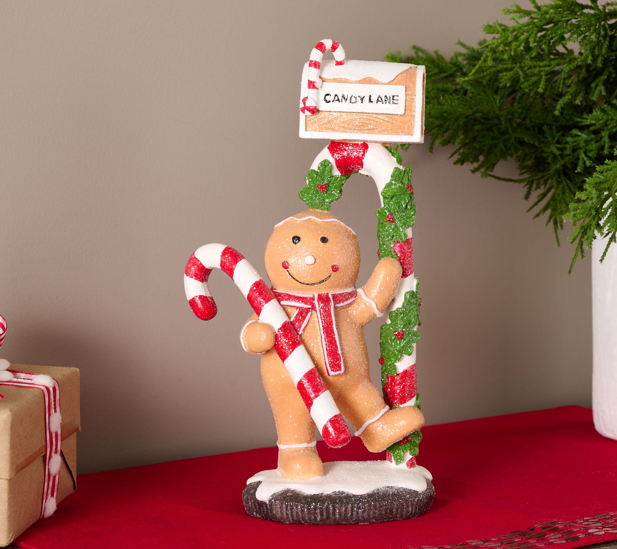 "As Is" Gingerbread Boy with Candy Lane Mailbox by Valerie