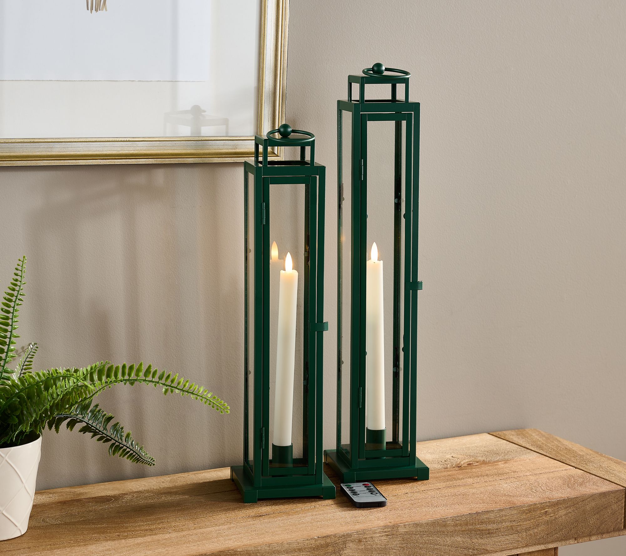 "As Is" Home Reflections Indoor/Outdoor Set of 2 Taper Lanterns