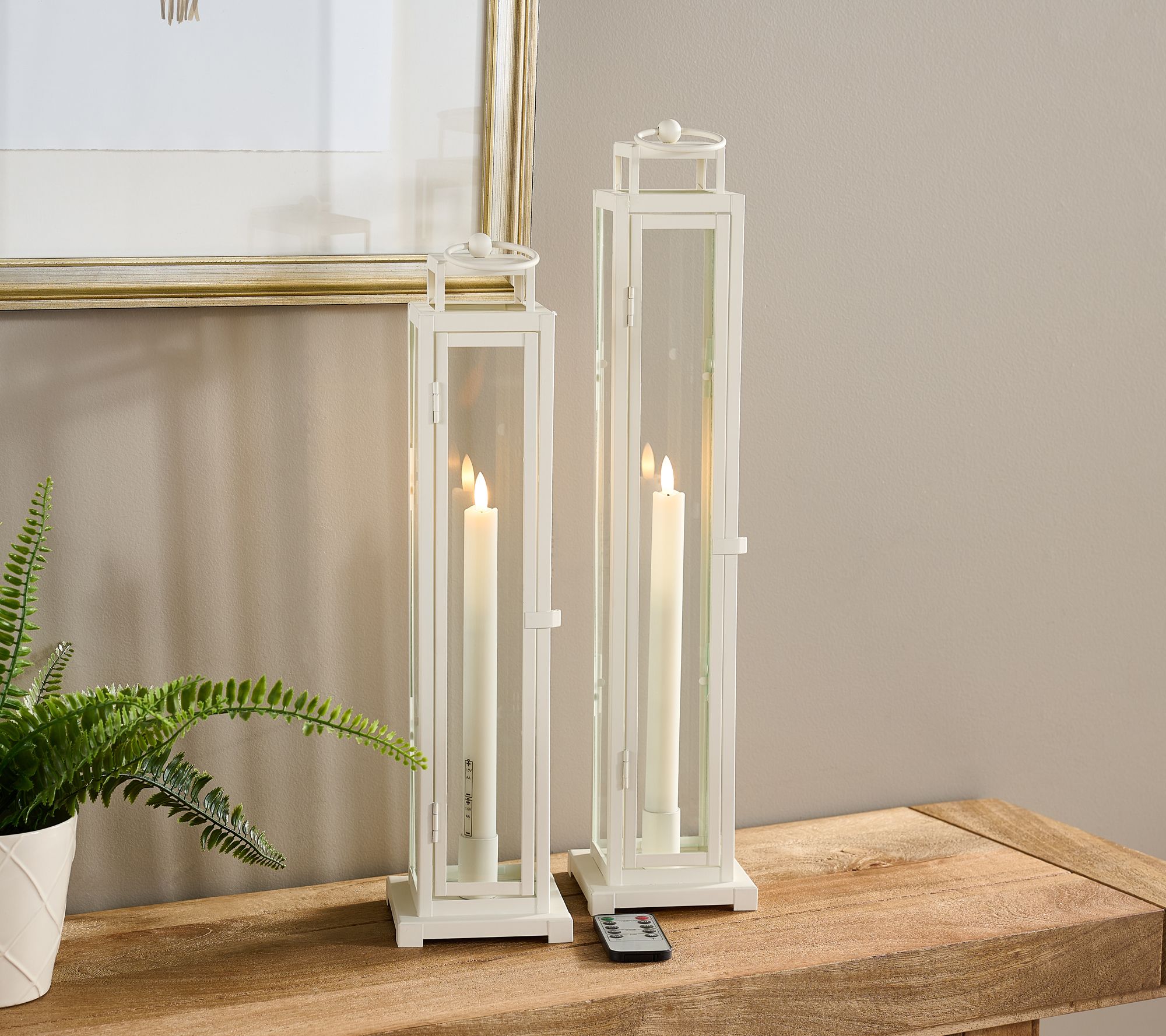 "As Is" Home Reflections Indoor/Outdoor Set of 2 Taper Lanterns