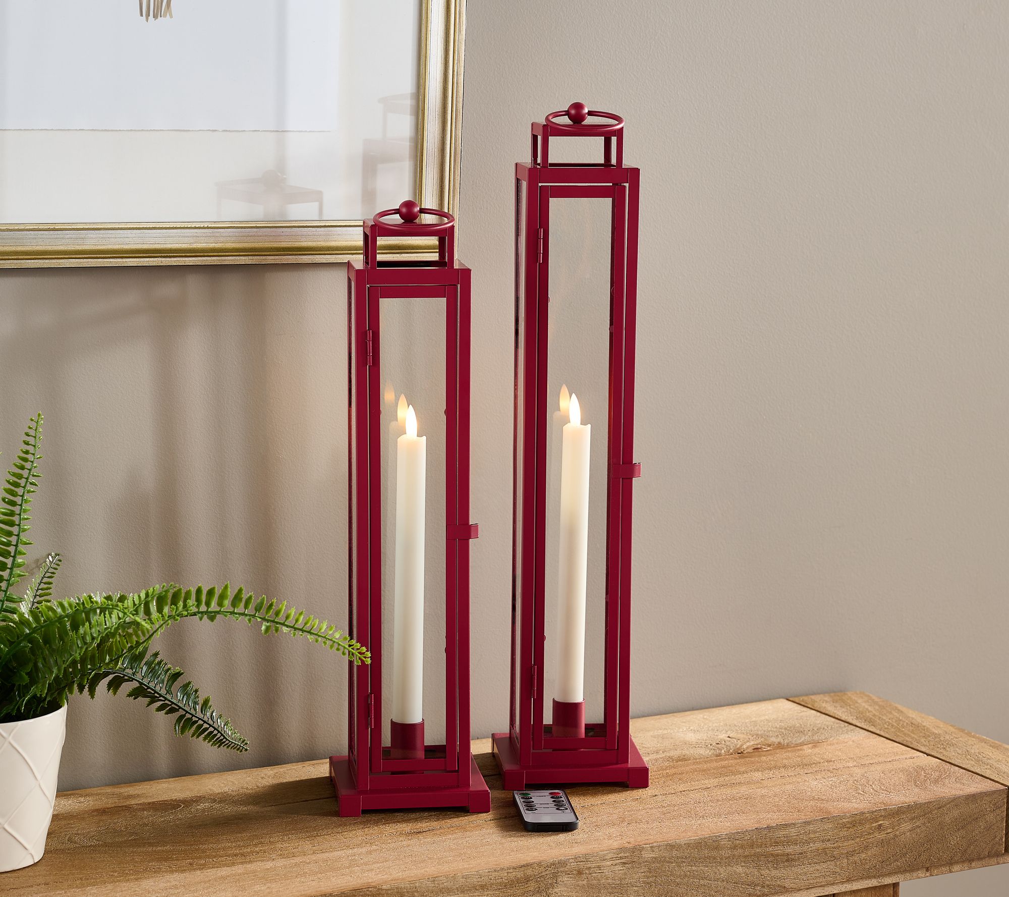 "As Is" Home Reflections Indoor/Outdoor Set of 2 Taper Lanterns