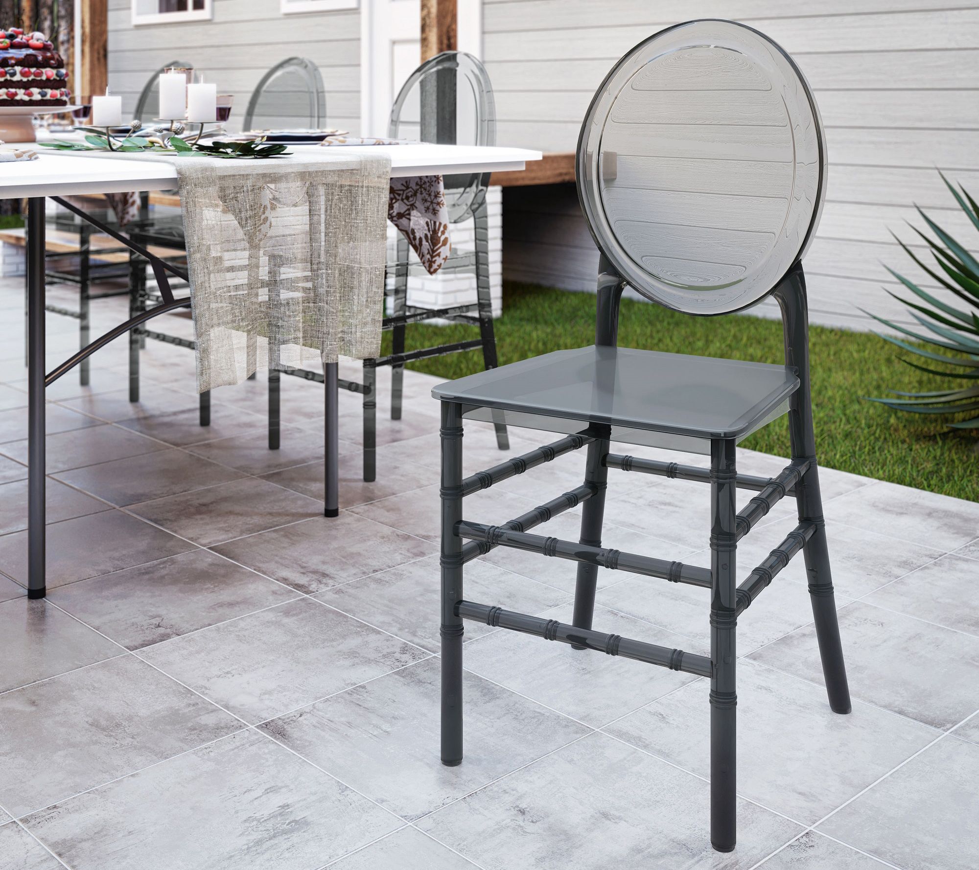 Techni Home Set of Four Stacka ble Ghost Style Acrylic Chairs