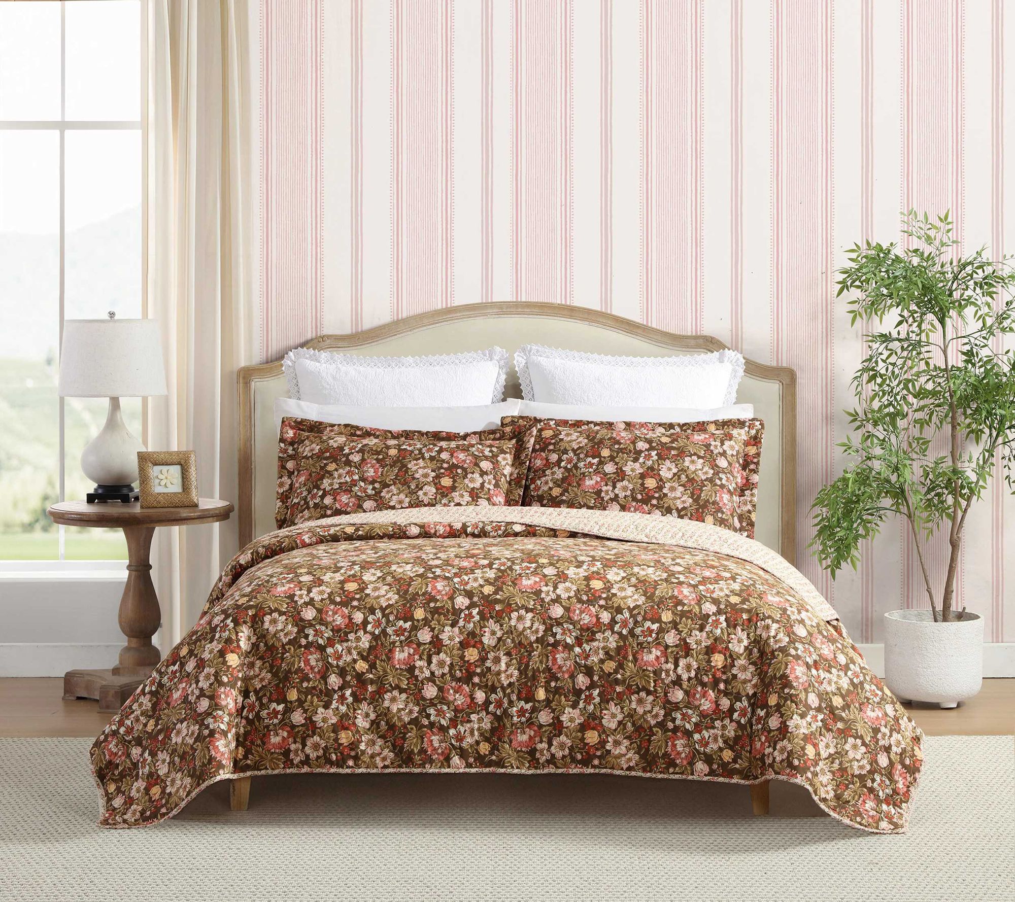 Laura Ashley Marta Brown Twin Quilt Sham Set