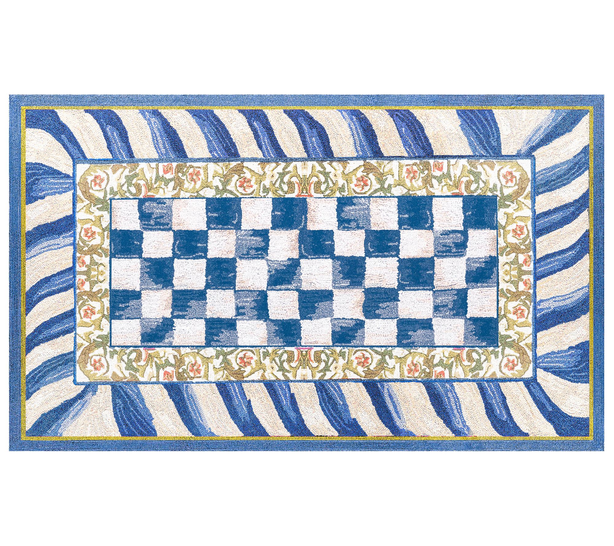 MacKenzie-Childs Truly Royal Check 3' x 5' Washable Rug