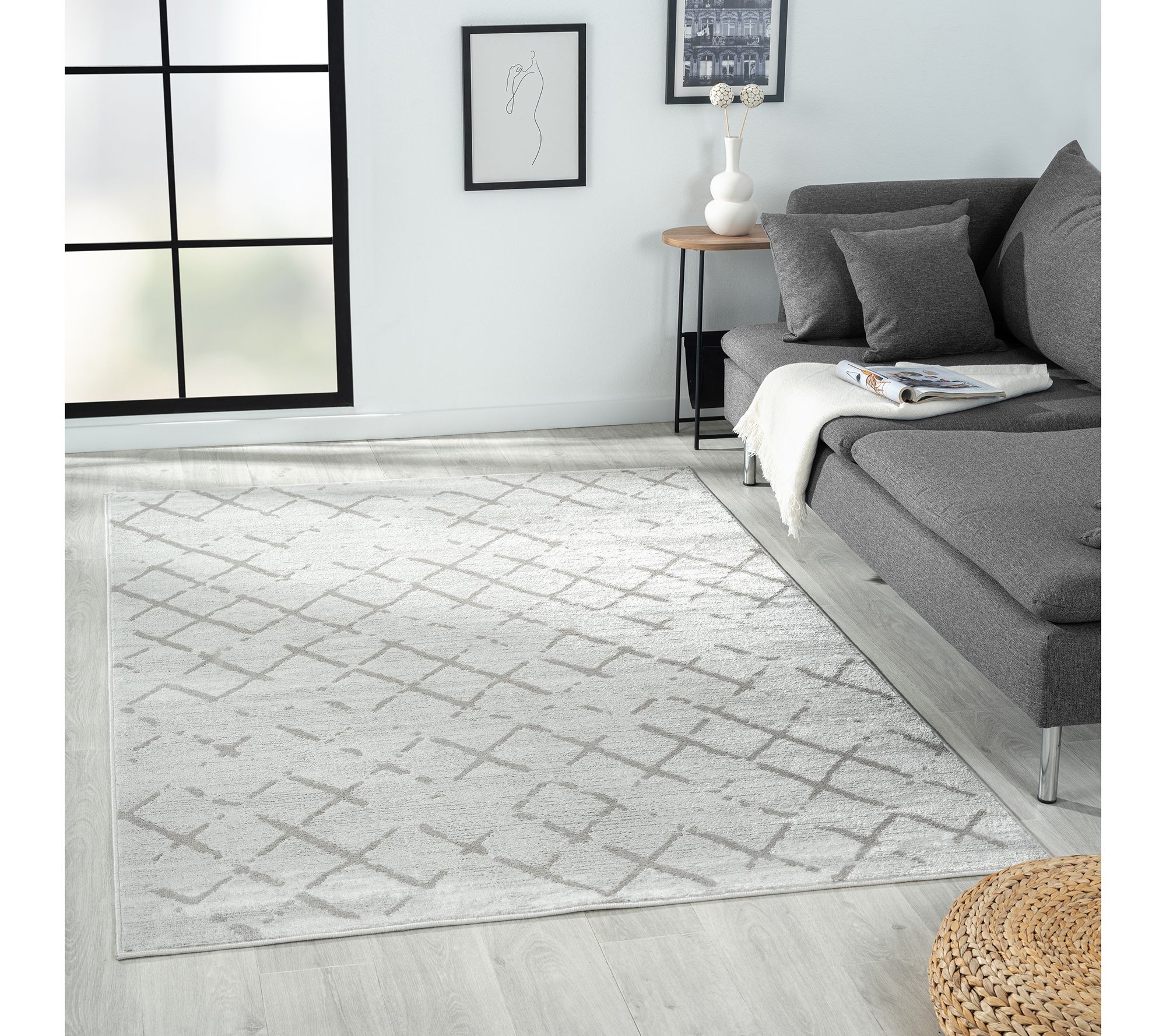 Ox Bay Checkered Plush Performance Indoor Rug,5' x 7'