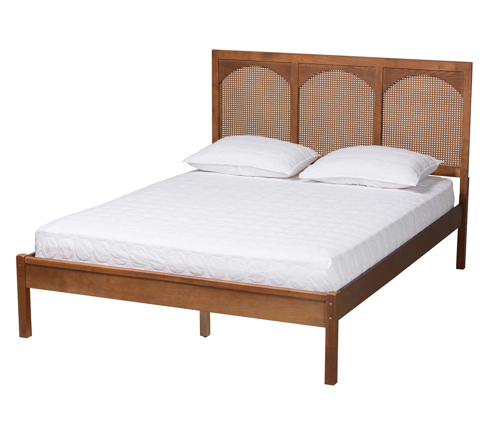 Baxton Studio Blossom Ash Walnut Wood King Platform Bed