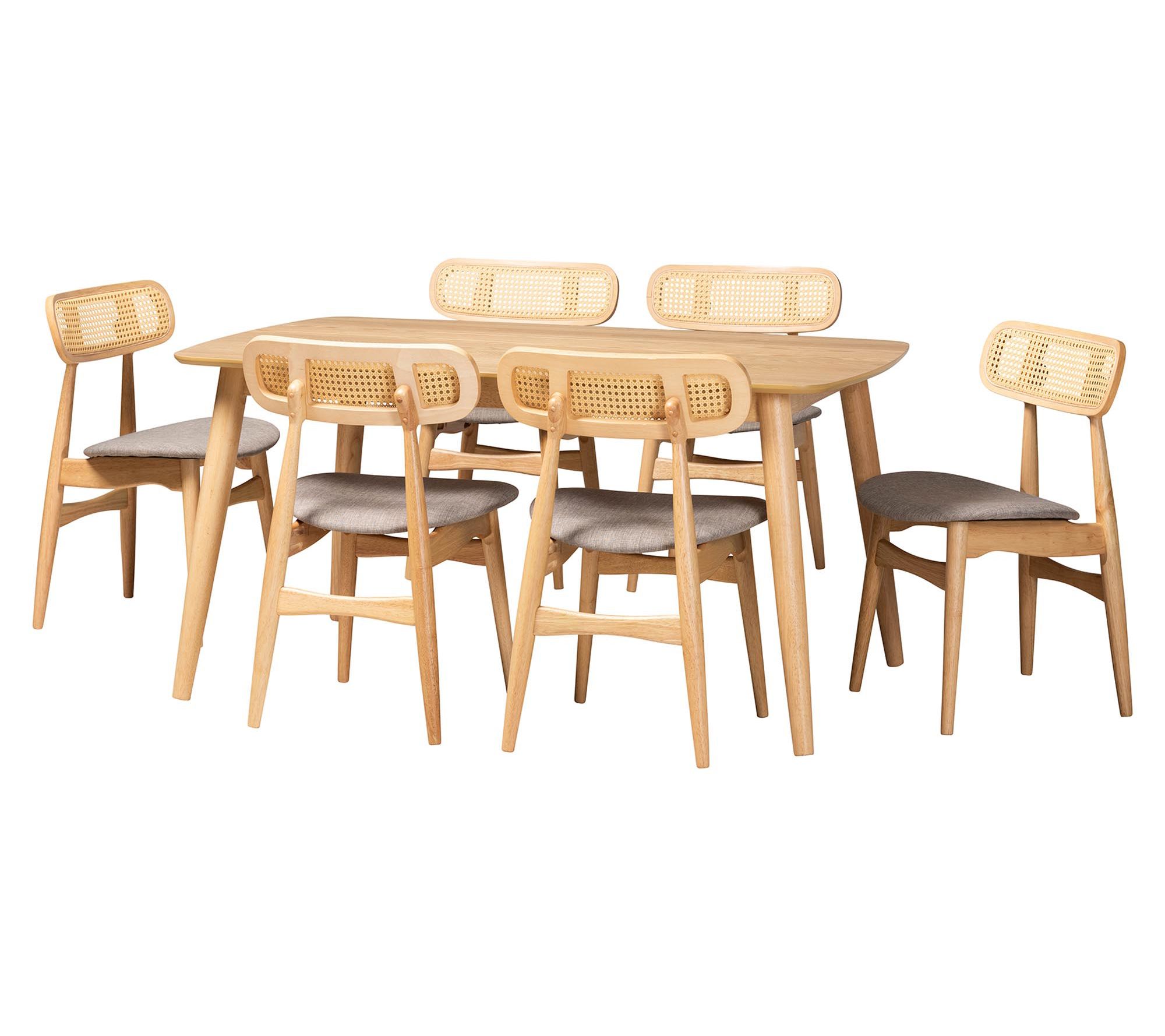 Baxton Studio Tarana Fabric and Wood 7-Piece Dining Set