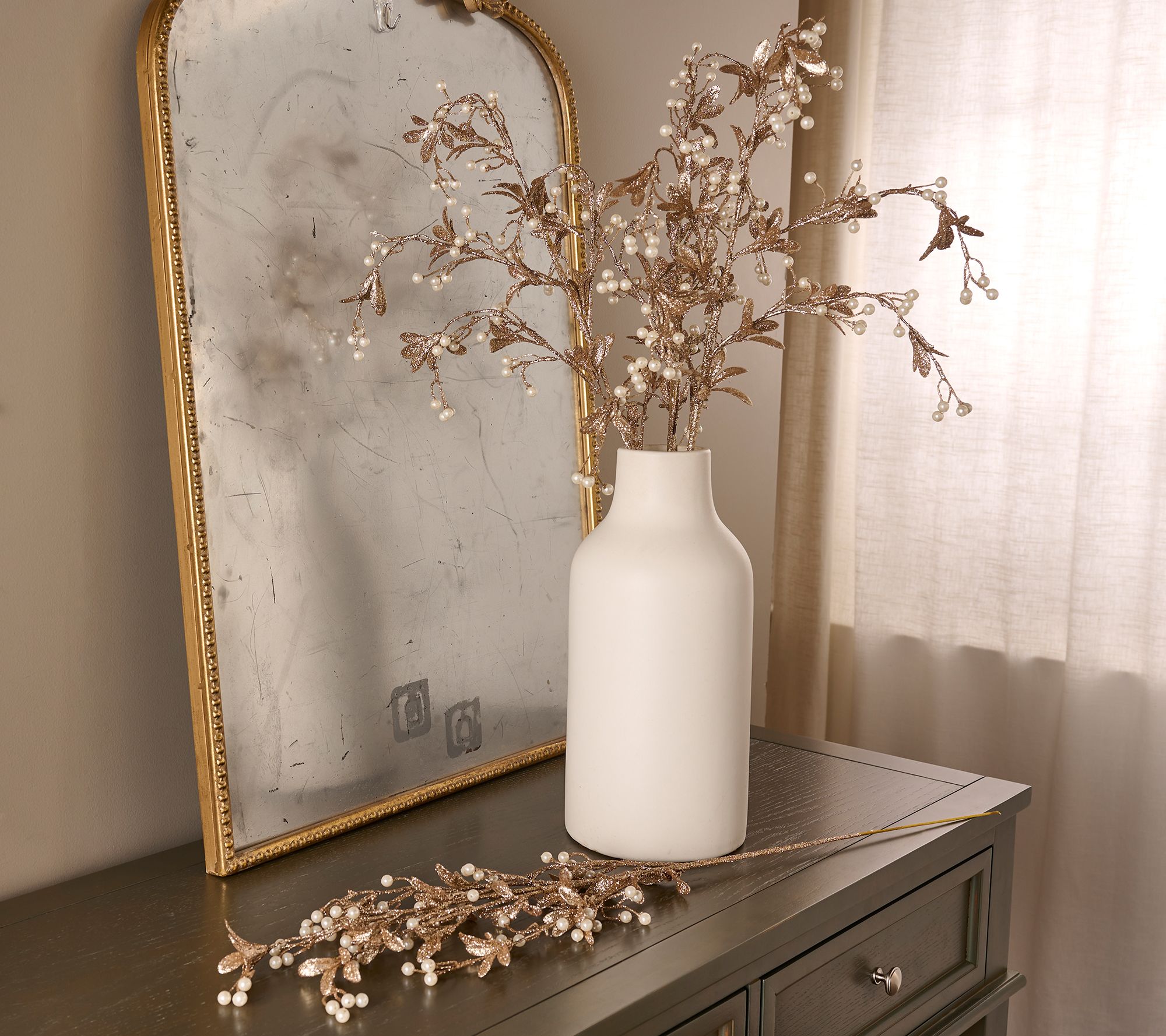 Set of 4 Glittered Pearl Cascading Sprays by Valerie