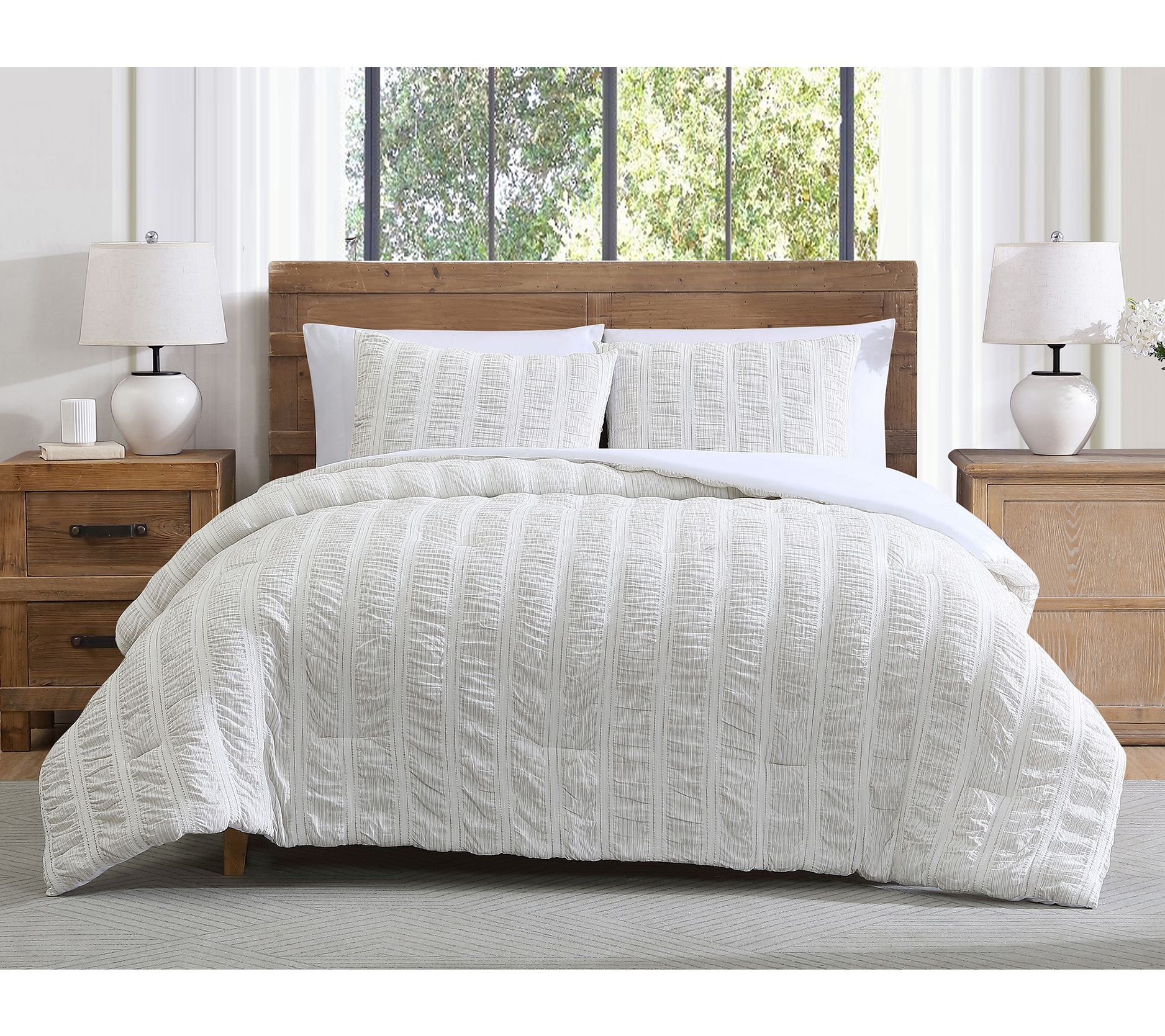 Tahari Home Aria Stripe Cotton-Rich Comforter Set, F/Q
