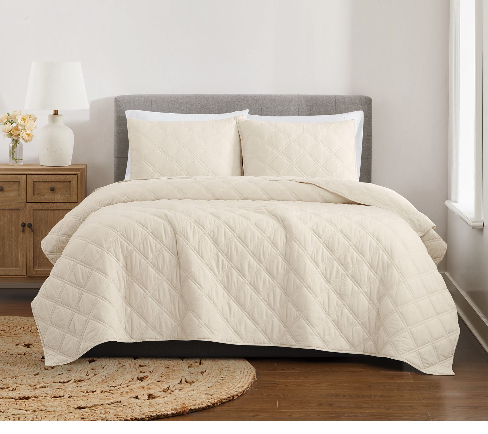 Brooklyn Loom Diamond Washed Cotton King QuiltSet