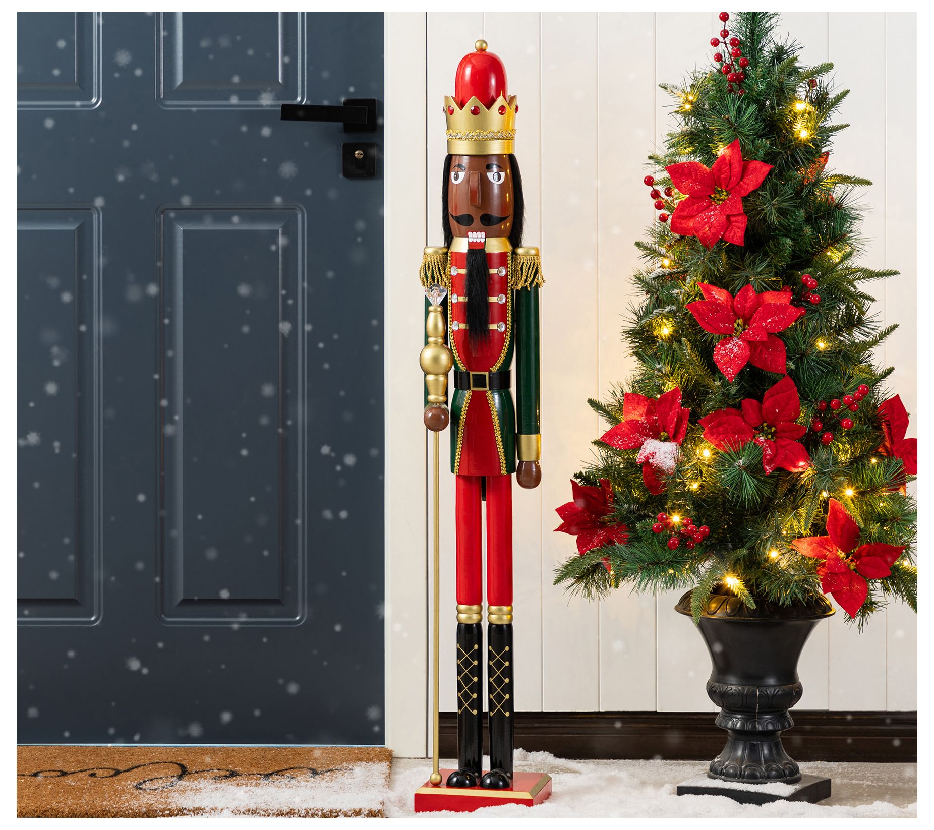 Glitzhome 42"H Wooden Christmas African King Nutcracker
