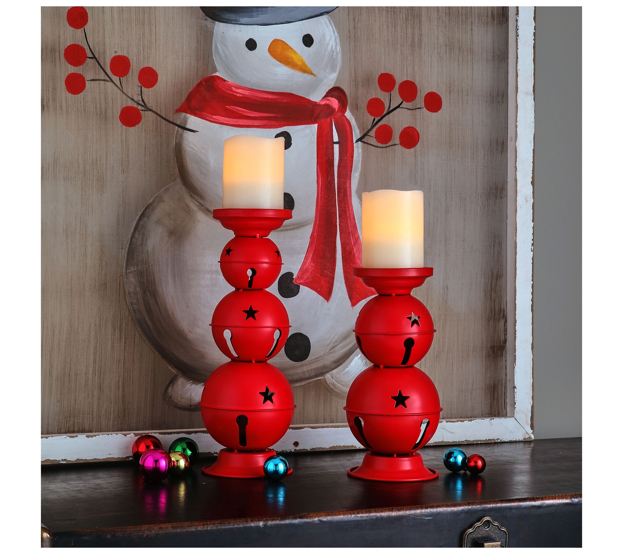 10-12.5" Jingle Bells Candle Holder Set of 2 byValerie