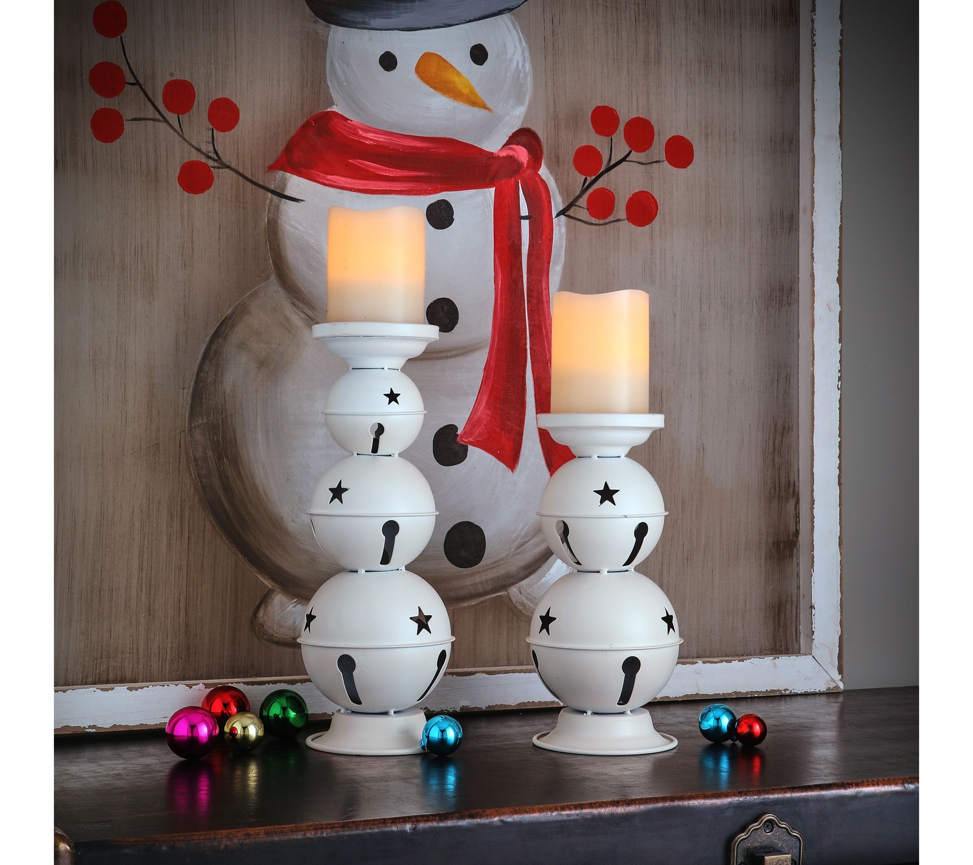 10-12.5" Jingle Bells Candle Holder Set of 2 byValerie