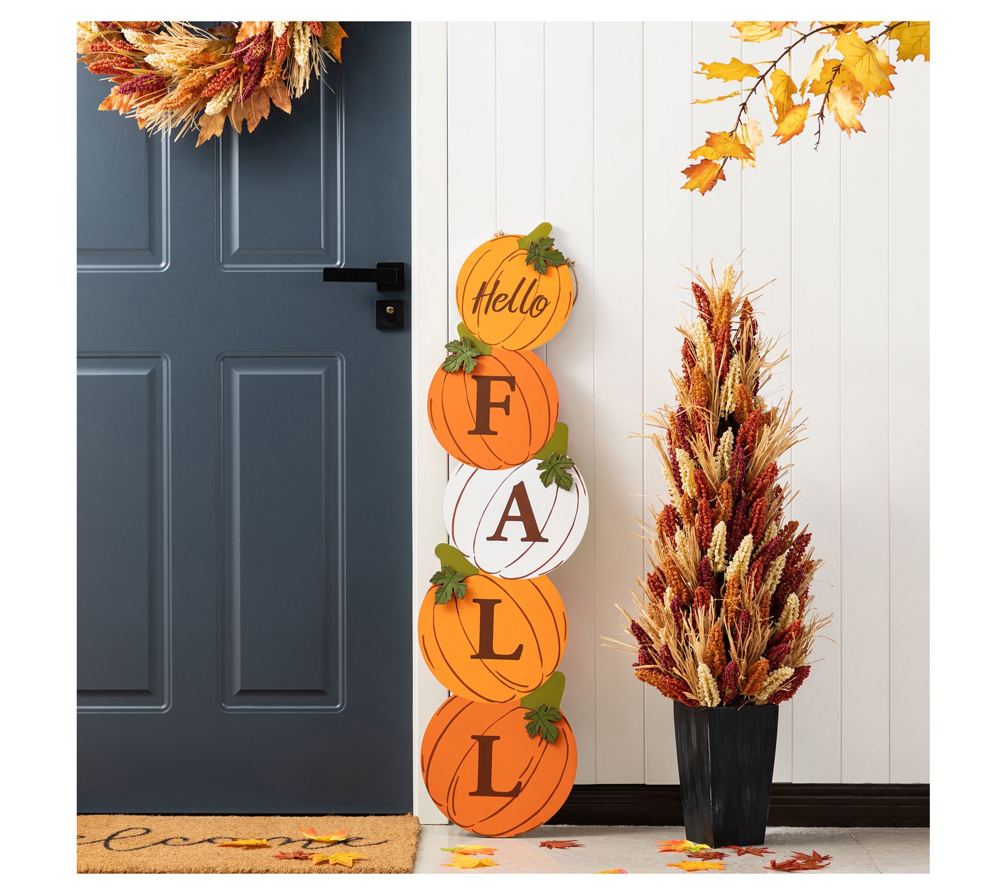 Glitzhome 42"H Fall and Christmas Double SidedPorch Sign