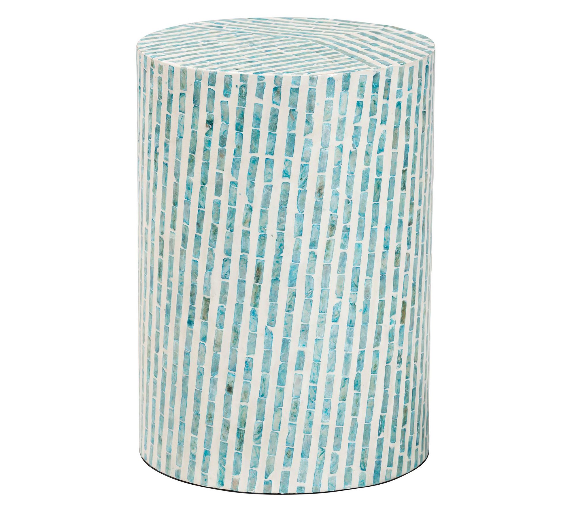 Baxton Studio Draven Mosaic Blue Mother of Pearl End Table