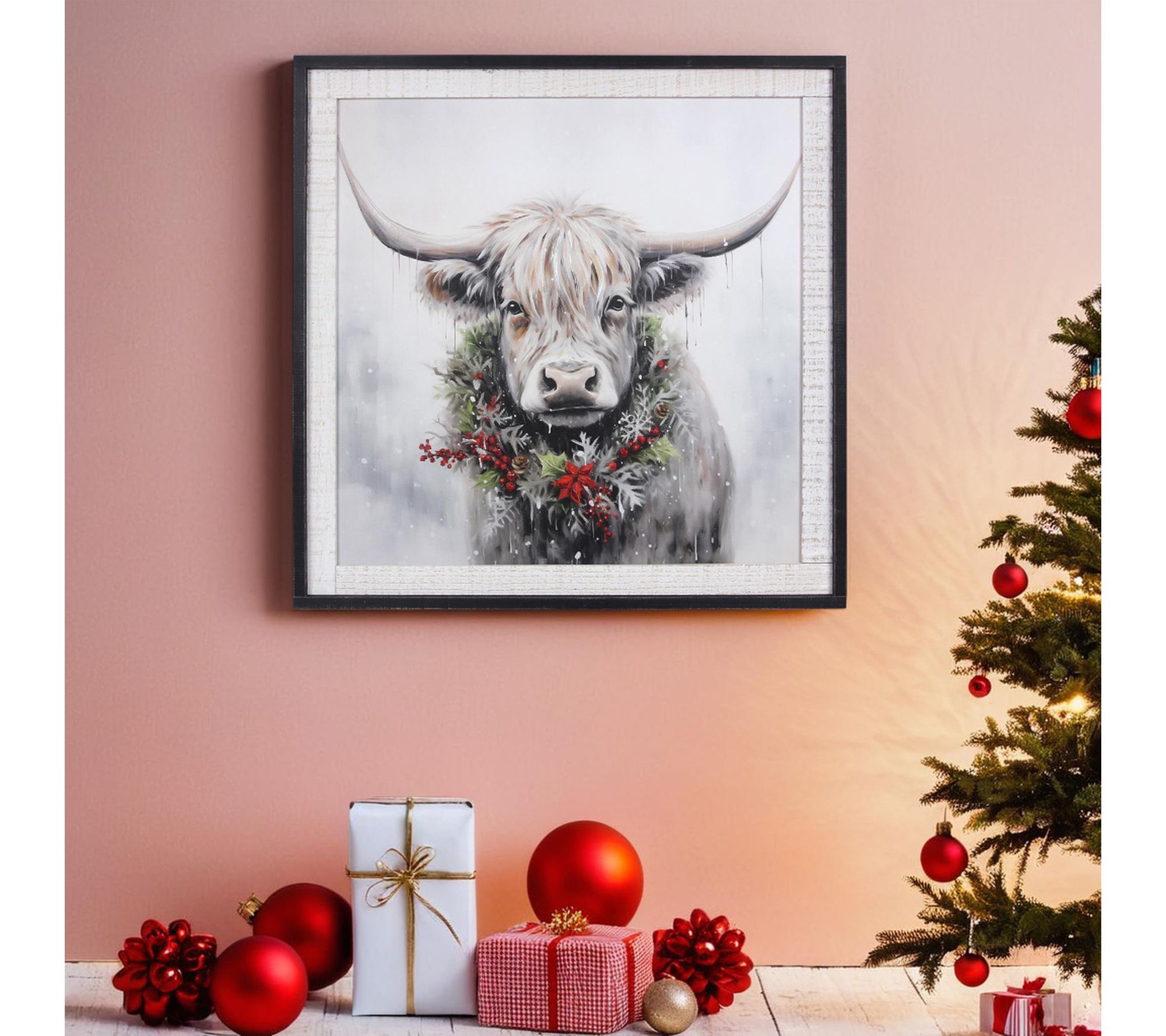 Young's Wood Frame Highland Cow Canvas Wall Art