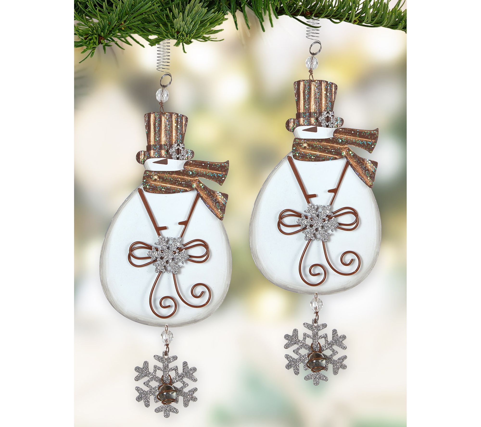 Sunset Vista Designs Glitter Gold Snowman Bounc y Set of 2