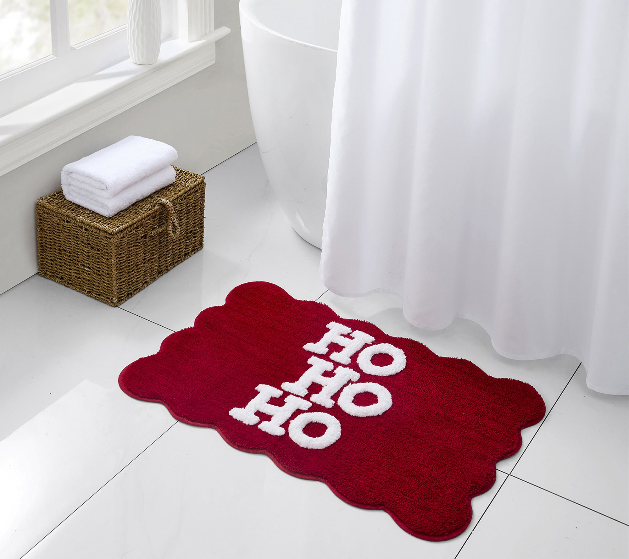 Hallmark Red Ho Ho Ho Tufted Holiday Bath Rug,20" x 30"