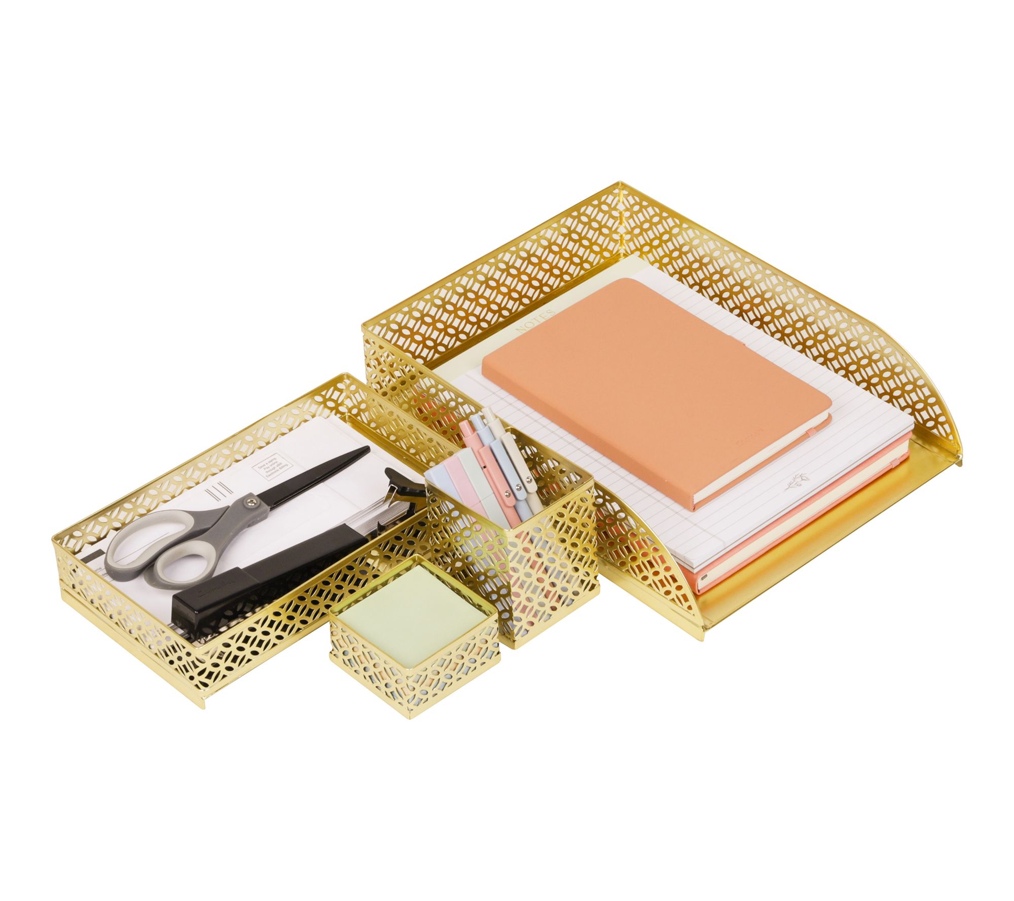 Mind Reader Gold Desk Organizer 4-Piece Set