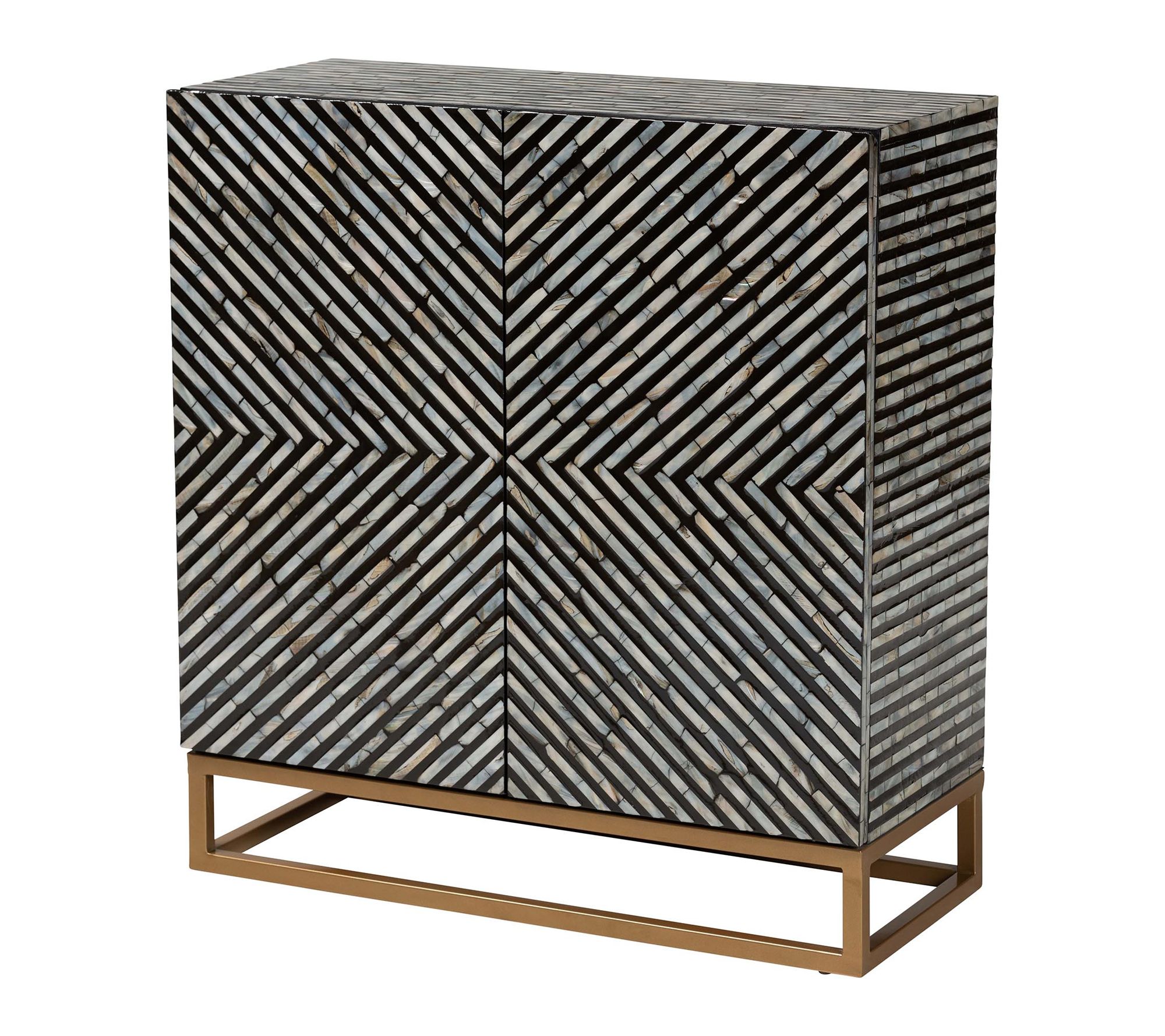 Baxton Studio Belenus Black Mother of Pearl Storage Cabinet