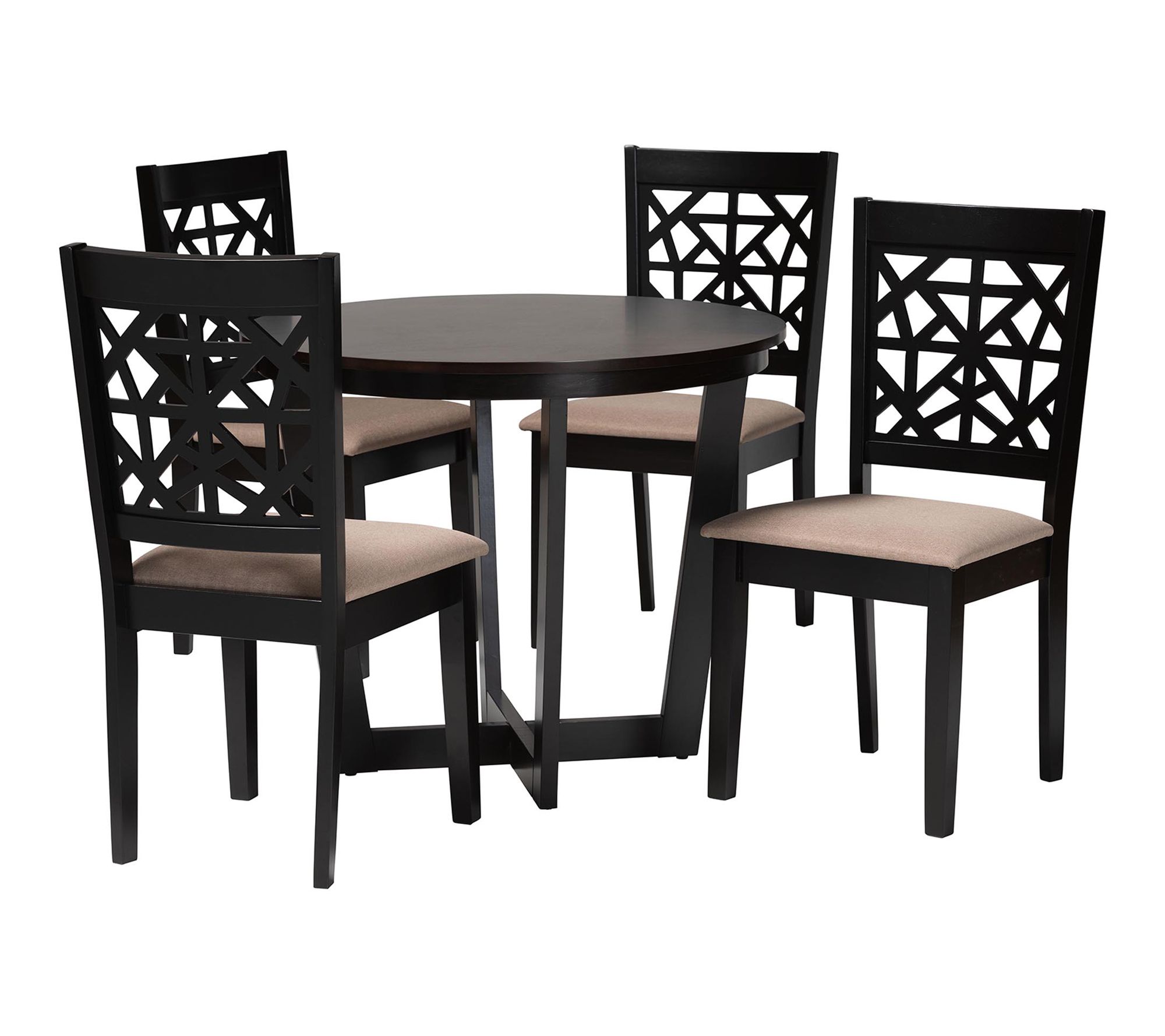 Baxton Studio Jamie Fabric and Wood 5-Piece Dining Set