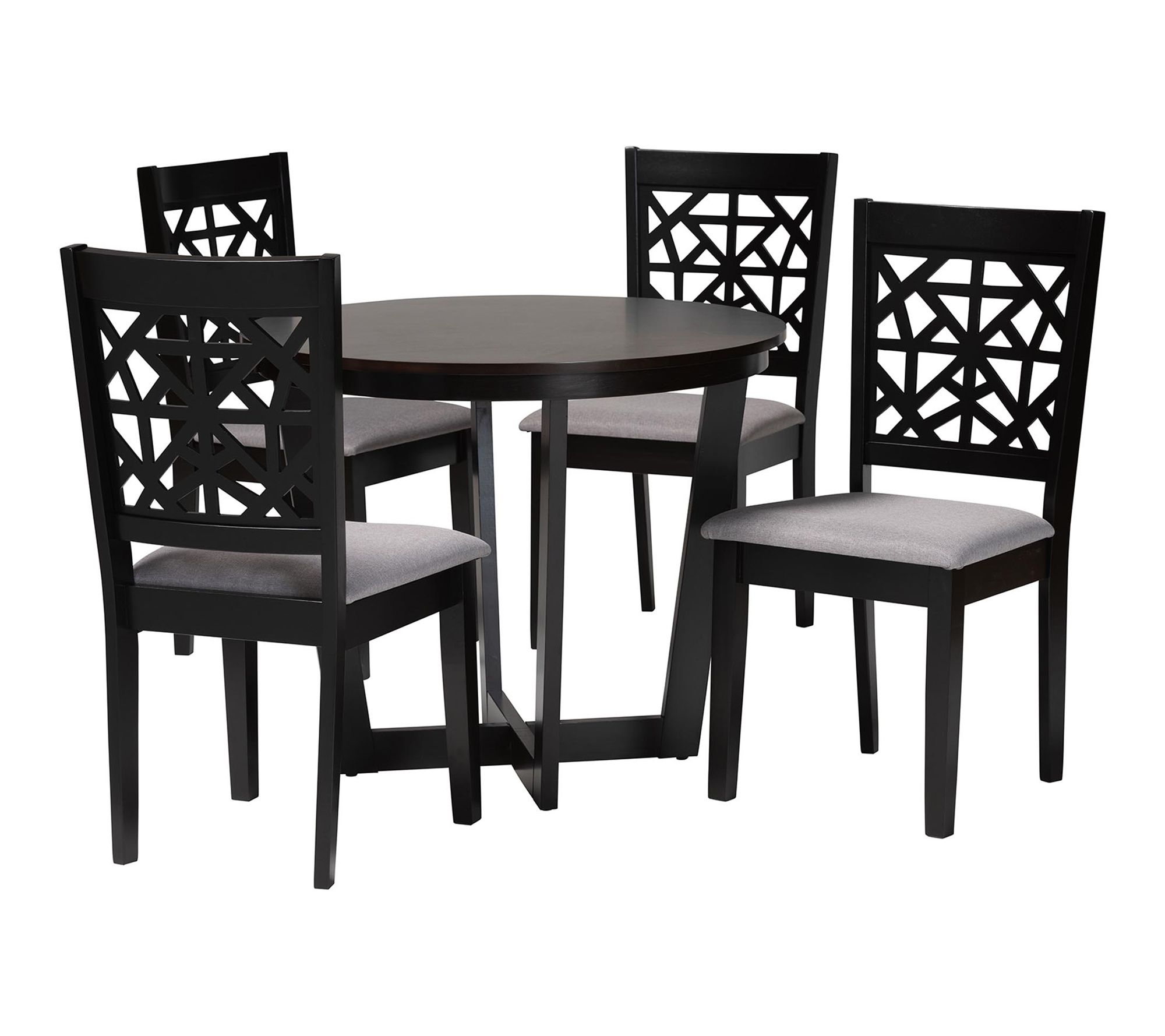 Baxton Studio Jamie Fabric and Wood 5-Piece Dining Set