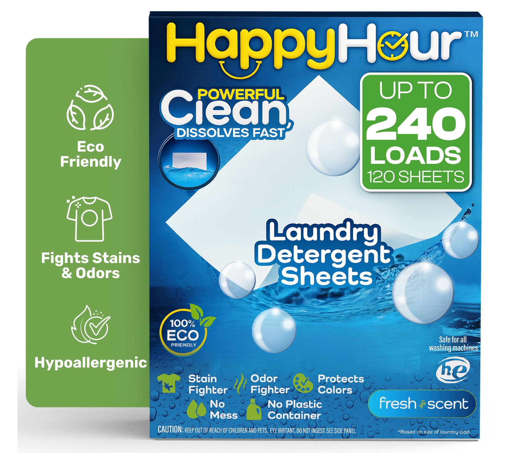 Happy Hour Laundry Detergent Sheets Eco Friendly 240 Loads
