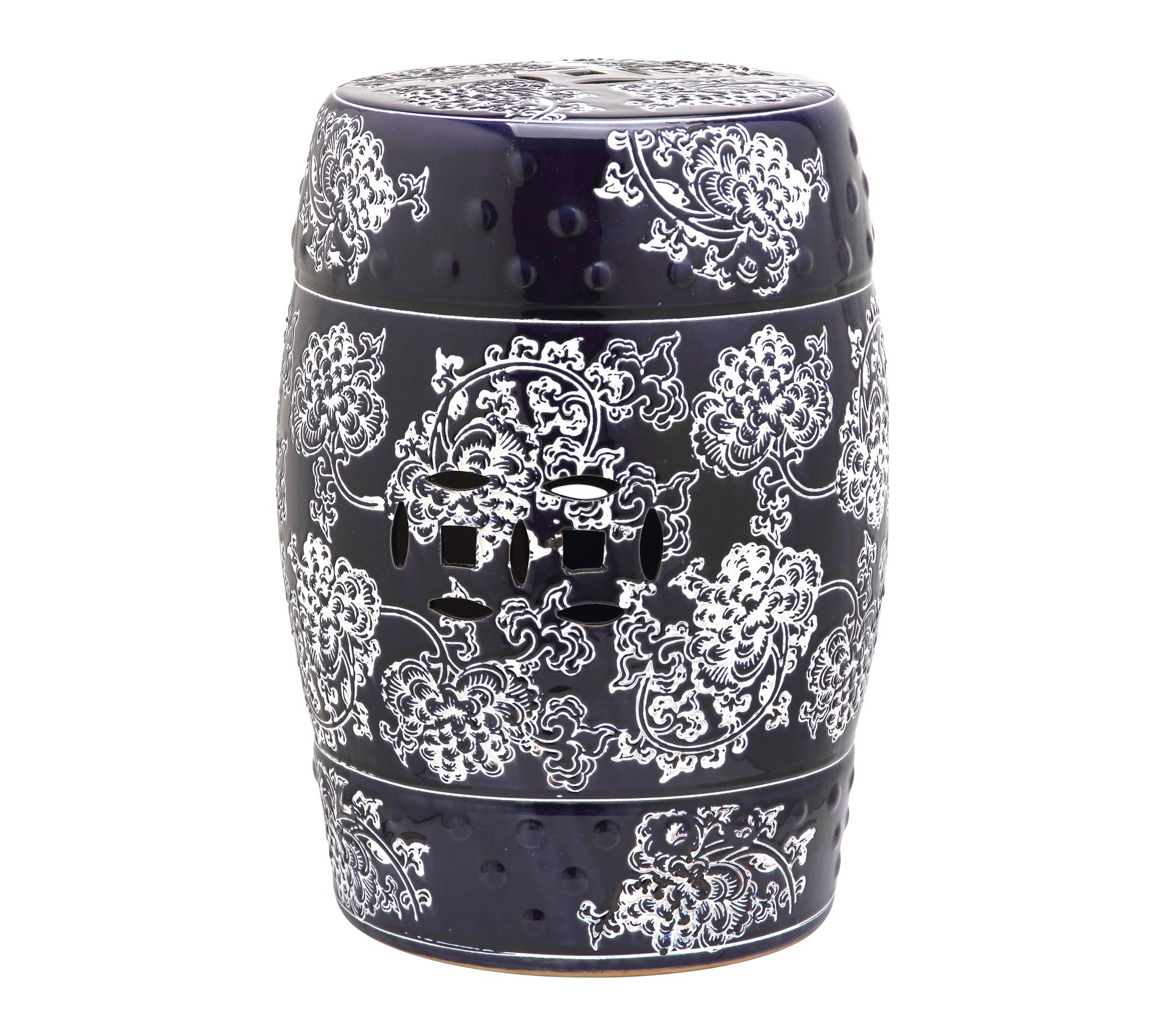 Midnight Flower Garden Stool by Valerie