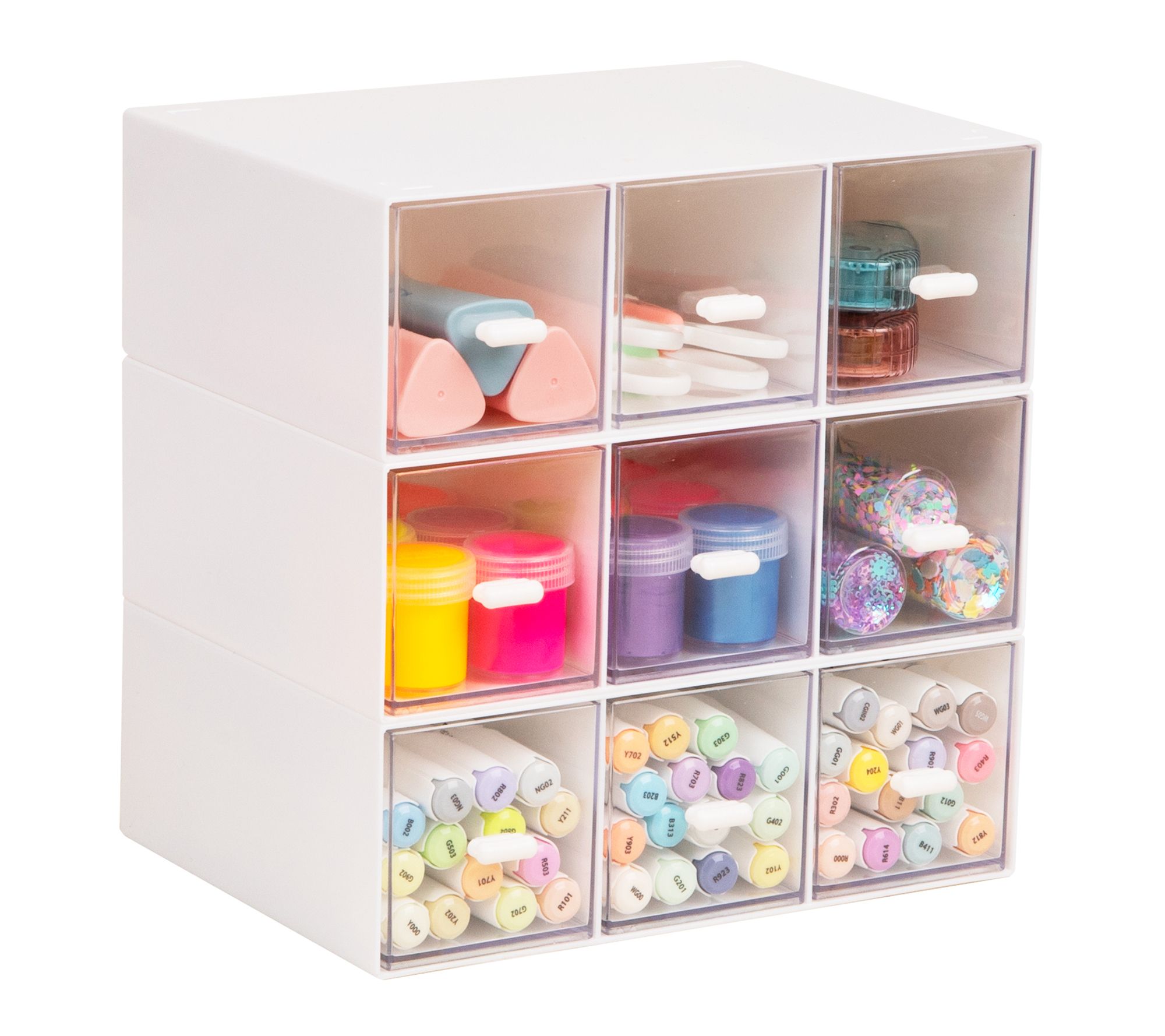 Mind Reader Modular Craft Organizer, 9 Clear Drawer Storage