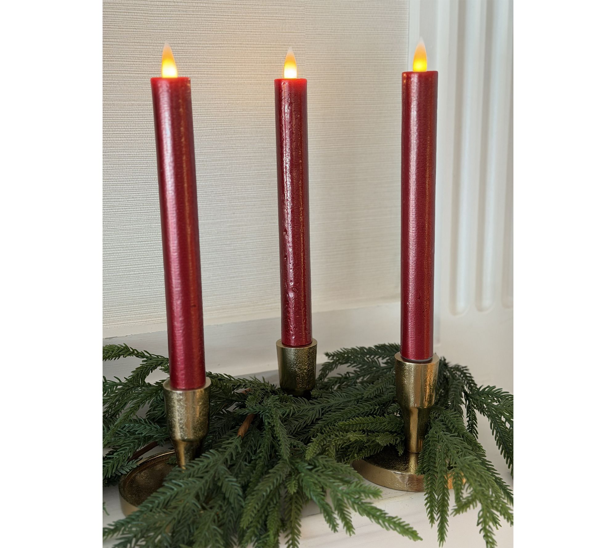 Simply Stunning S/3 Textured Flameless Taper Candles by Janine