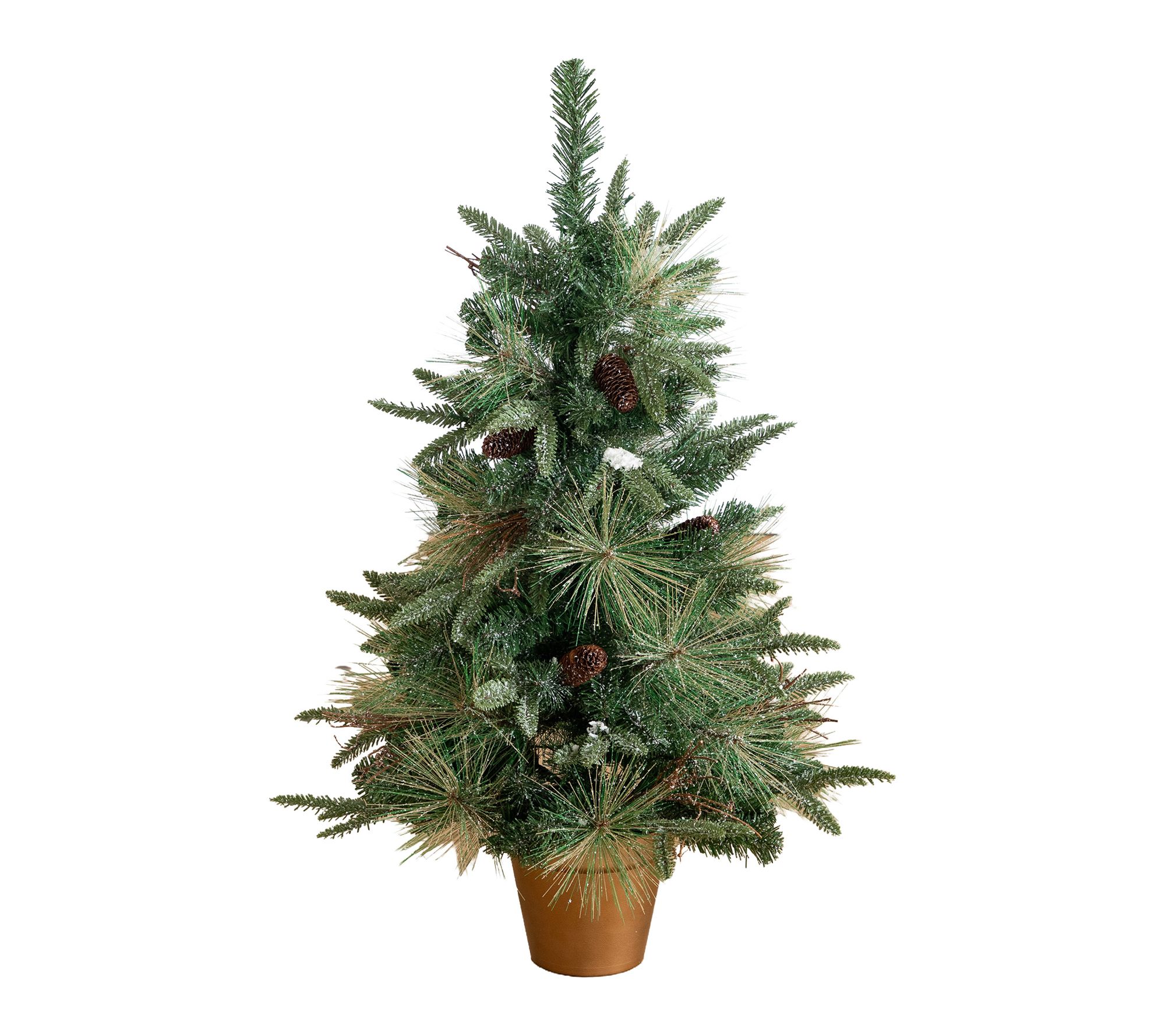 3-ft Pre-Lit Snowed Mixed Pine Christmas Tree by Nearly Natural