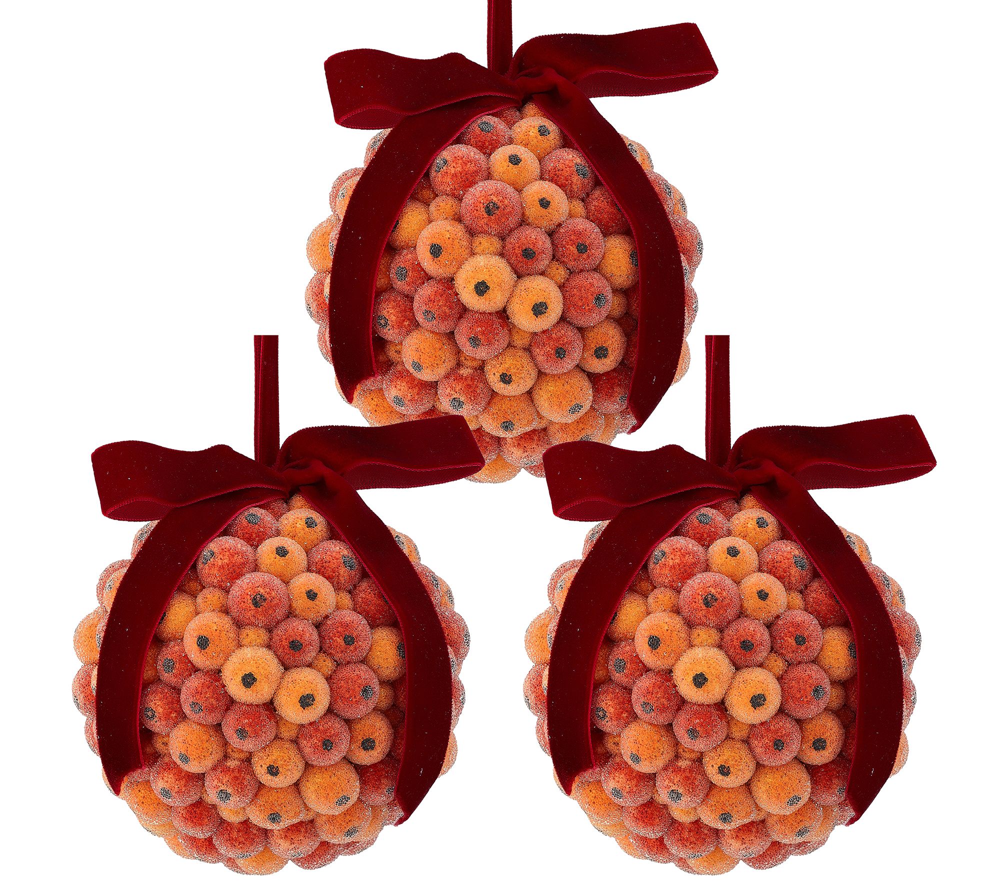  4" Beaded Berry Ball Ornament Set of 3 by Valerie