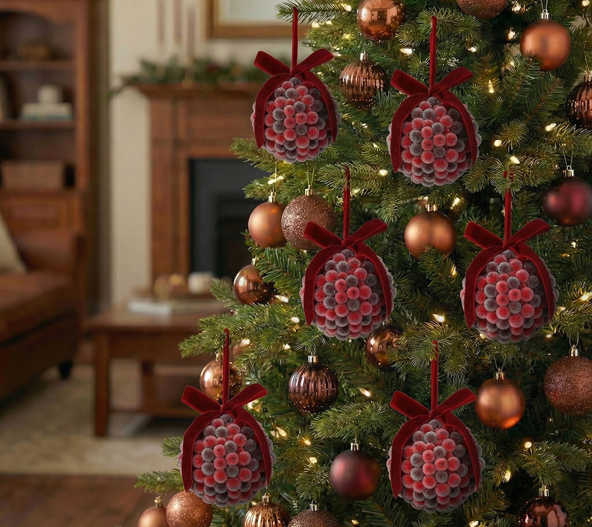 4" Beaded Berry Ball Ornament Set of 3 by Valerie