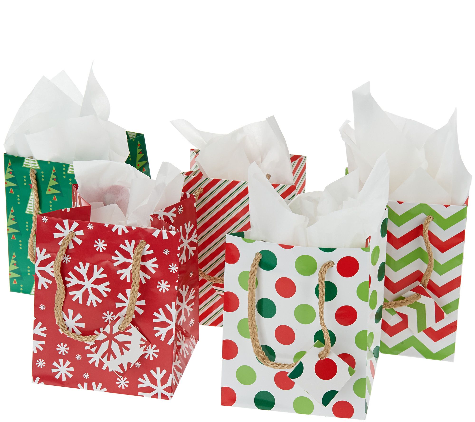 Mr. Christmas S/5 Porcelain Illuminated Ornaments with Gift Bags