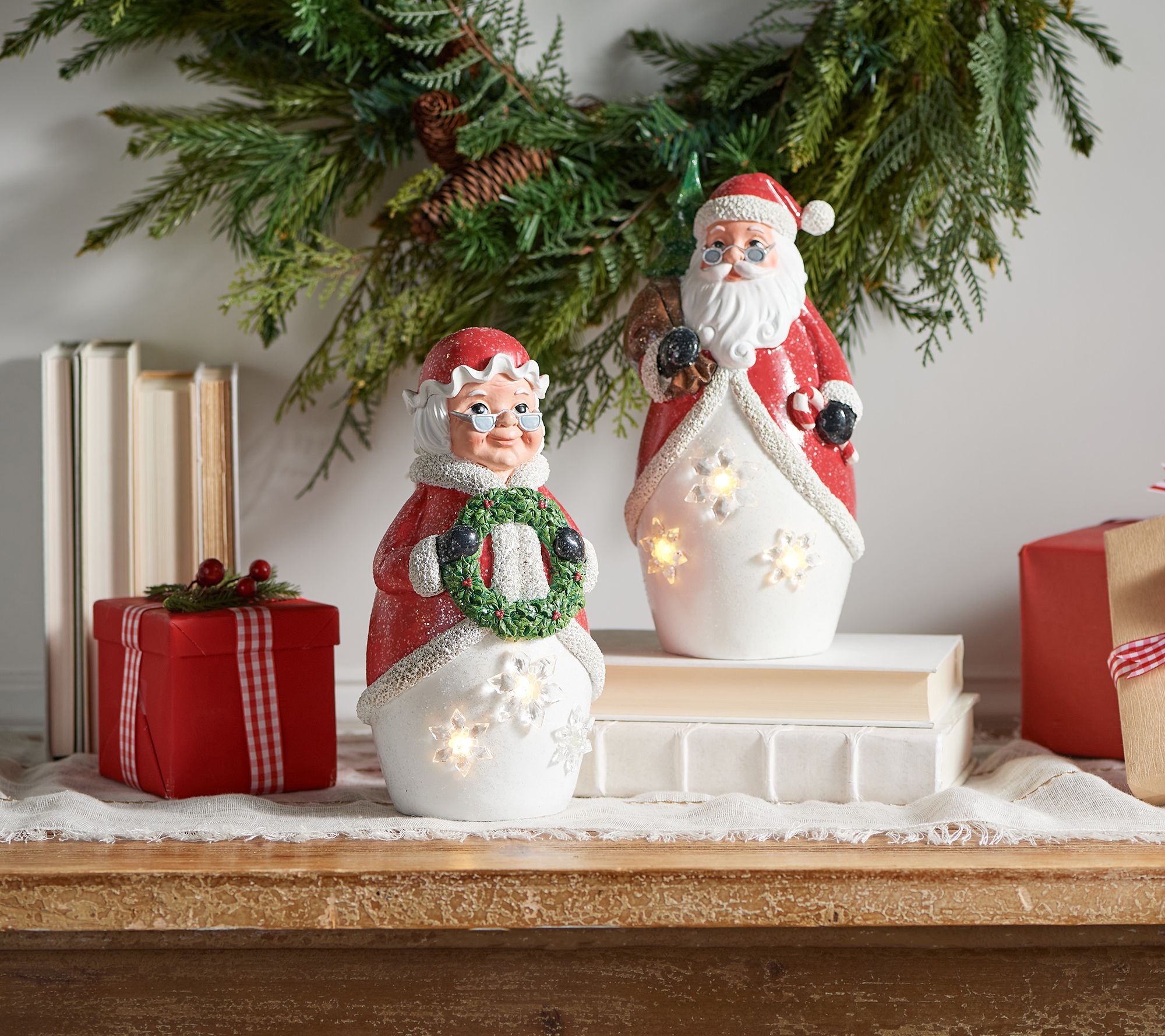 Christmas Mugs Couples Ceramic Santa Claus Figurines with Lid and