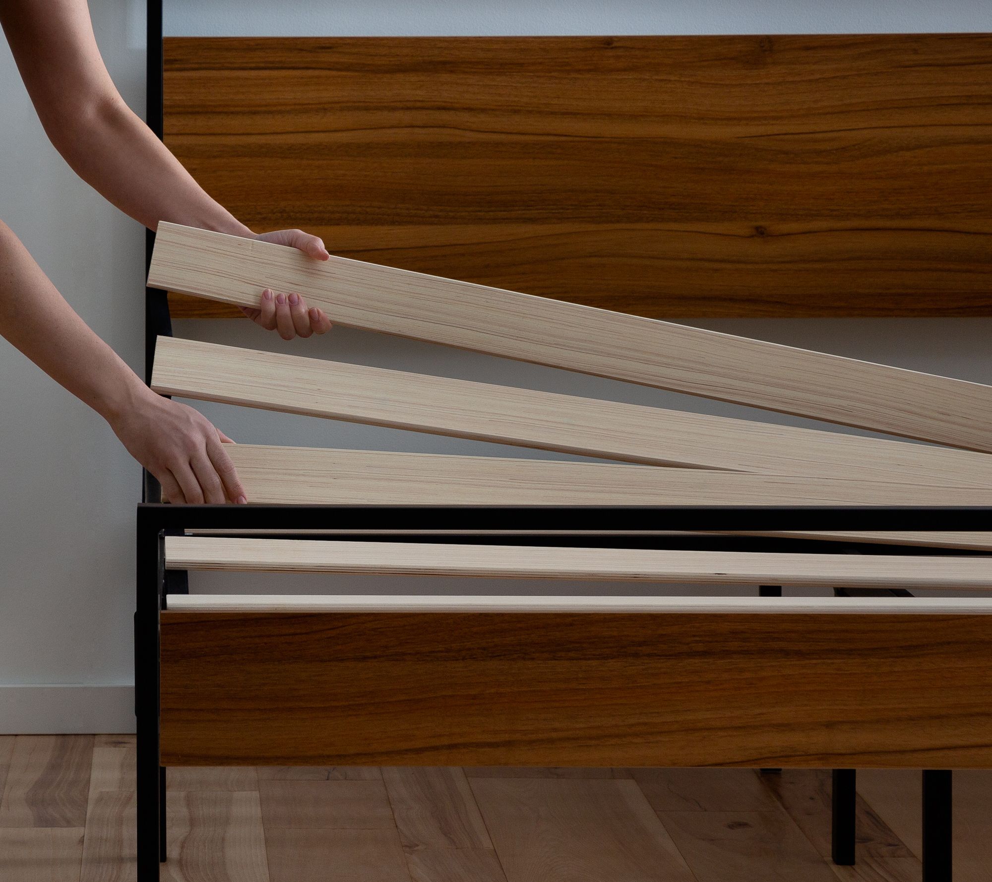 Nora Metal and Wood Platform Bed Frame, Twin