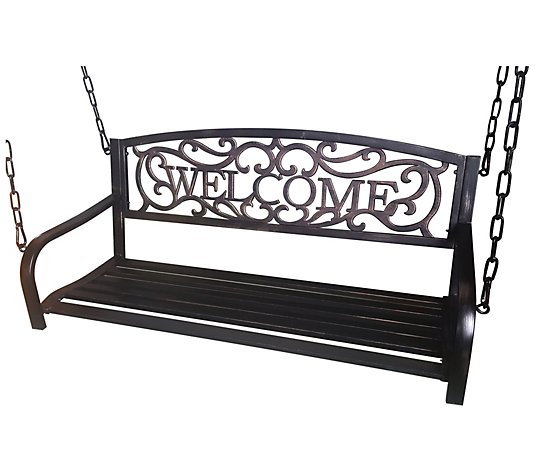 Backyard Expressions Metal Welcome Porch Swing