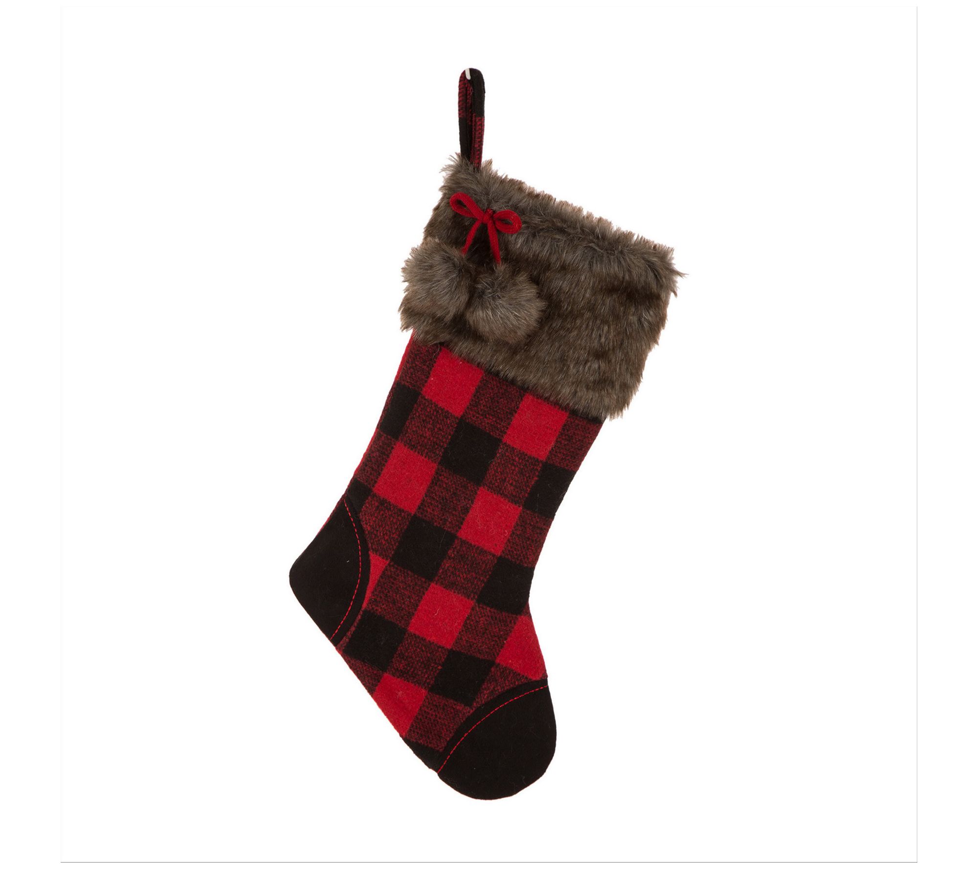 Glitzhome Buffalo Plaid and Faux Fur Christmasocking