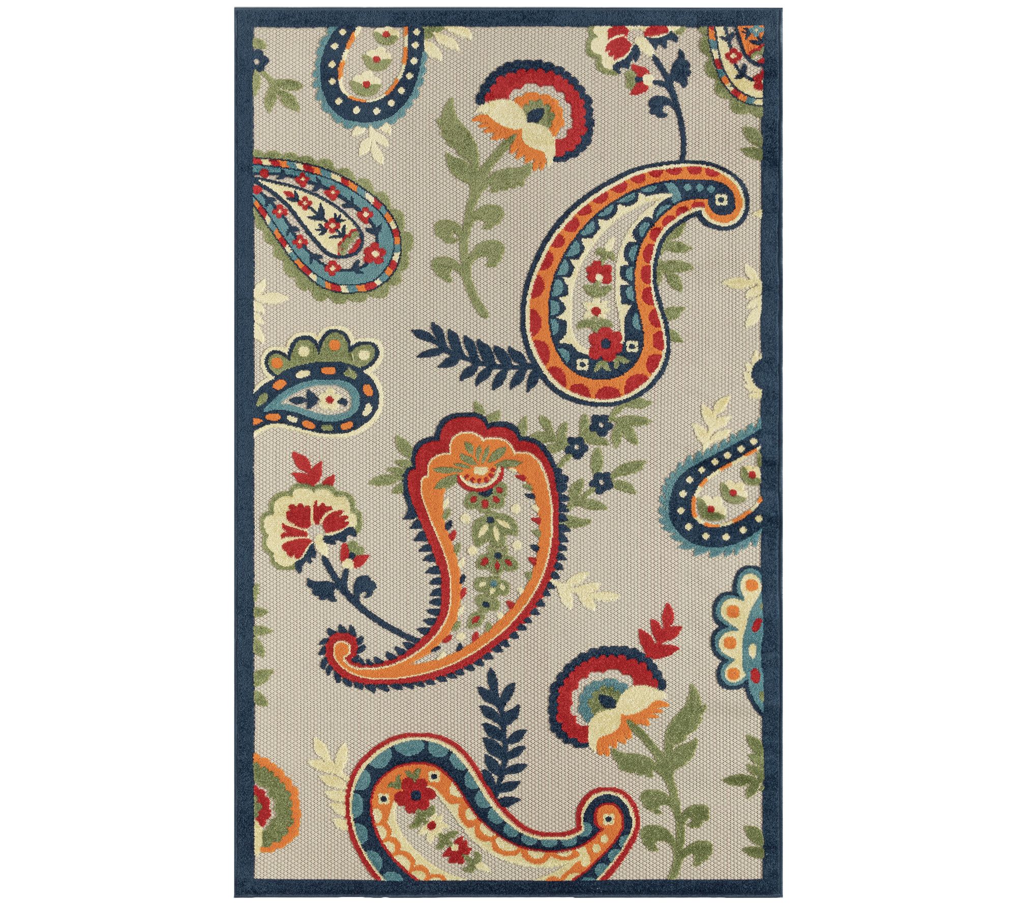 Ox Bay Floral Damask 3'6" x 5'6" Indoor Outdoor Area Rug