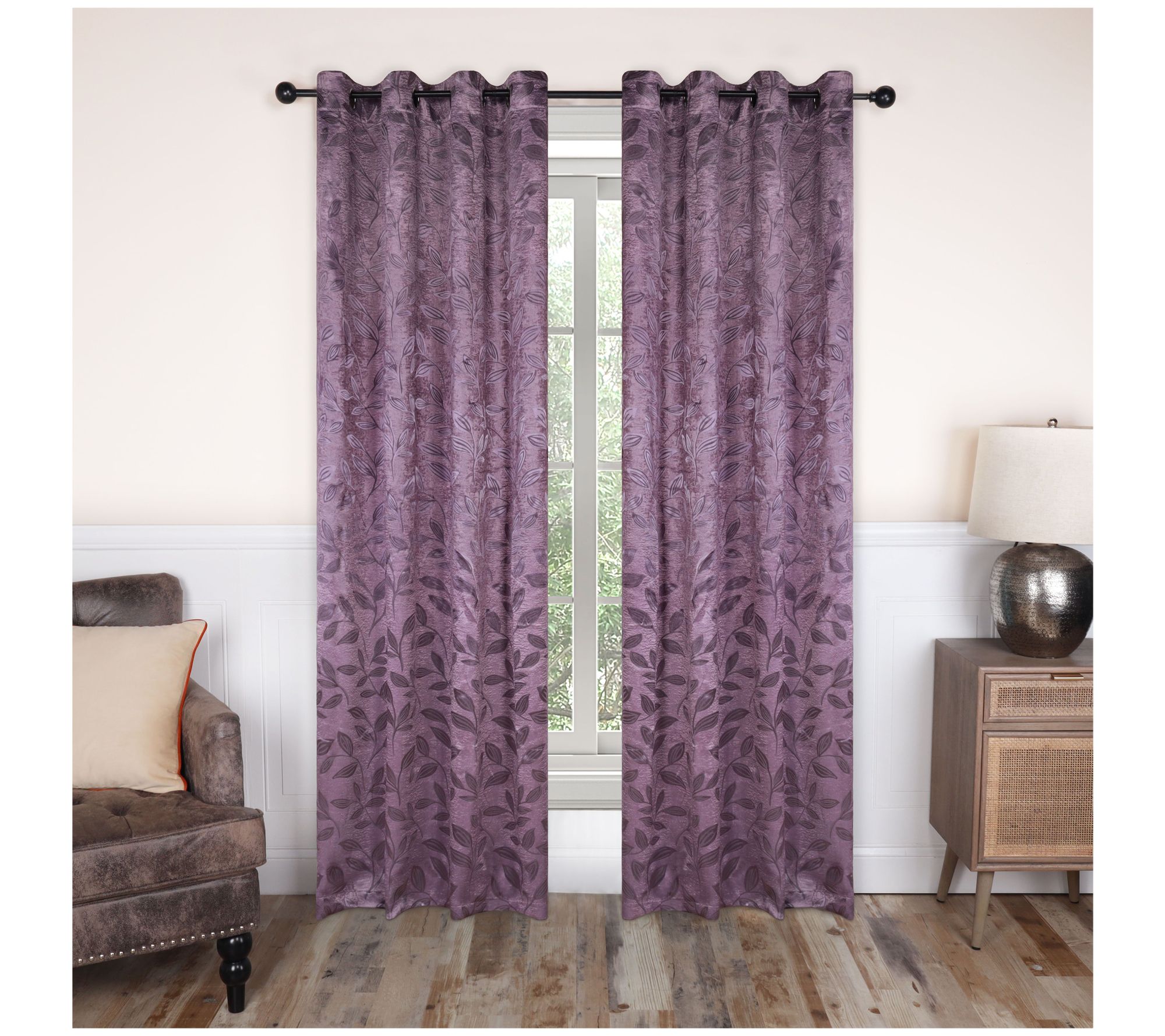 Superior Bohemian Leaves Blackout 2-Piece Curtan Set, 42 x 63