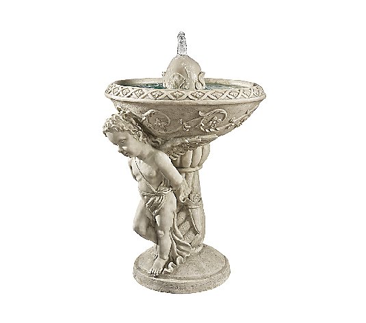 Design Toscano Pondering Cupid Fountain W/LED Light Kit &Pump