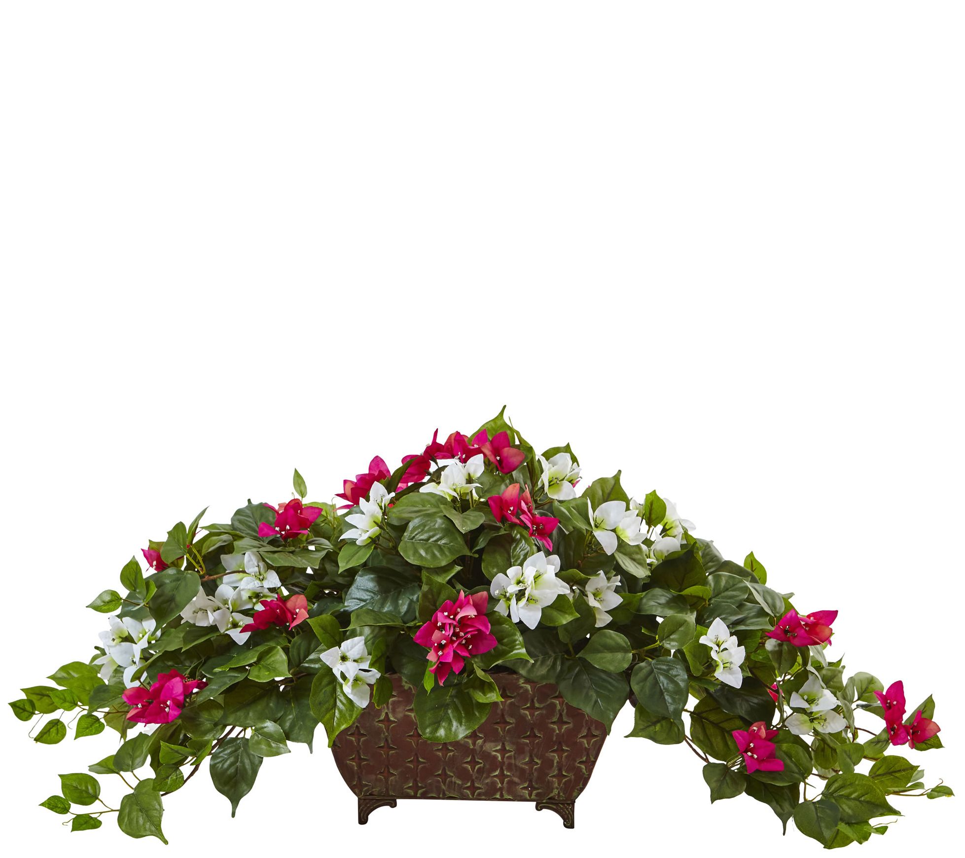 Bougainvillea in Metal Planter by Nearly Natural