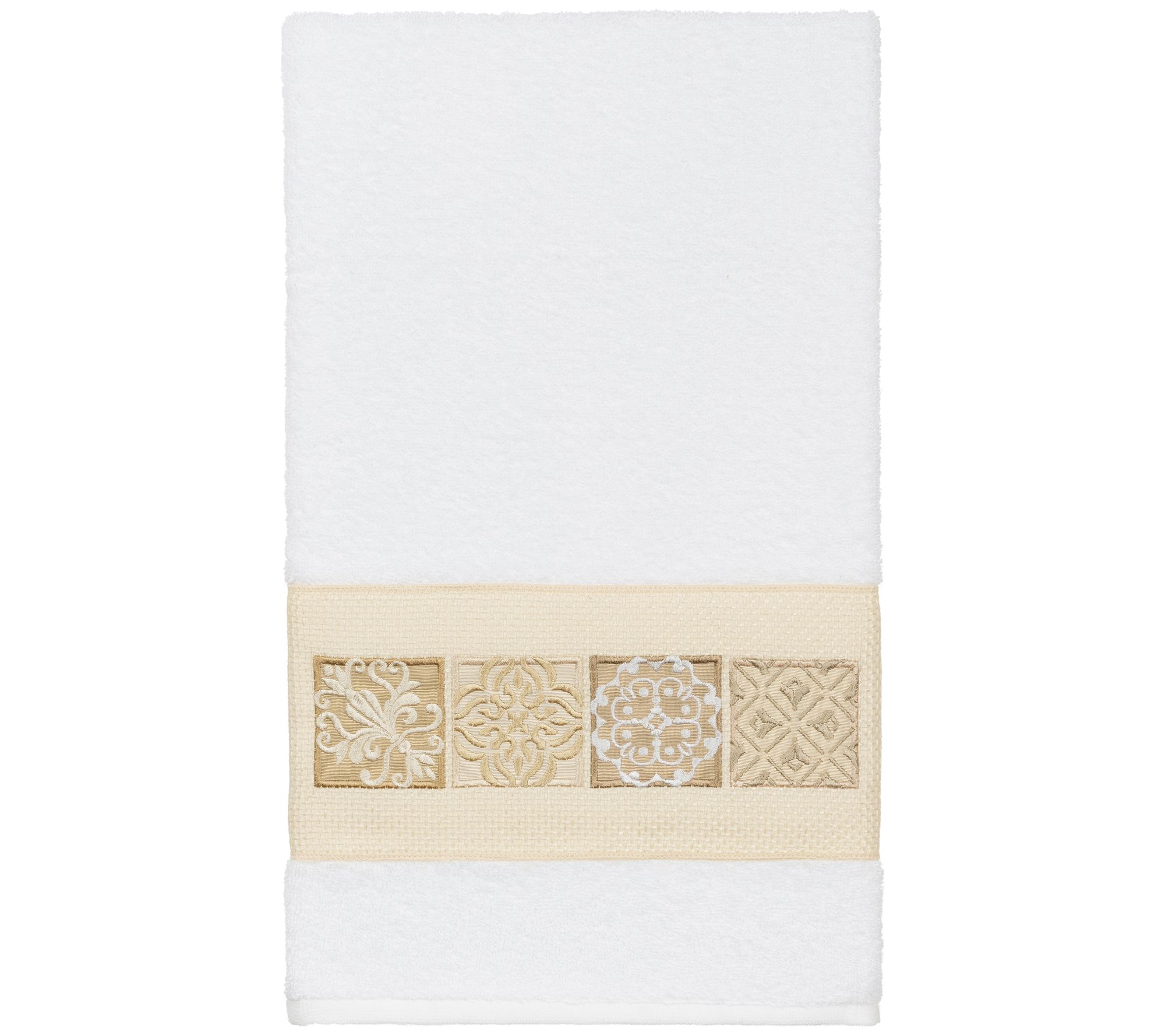 Linum Home Textiles Easton Turkish Cotton Embellished Bath Towel Cream