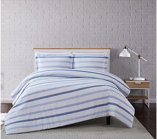 Truly Soft Waffle Stripe Full/Queen 3 Piece Duvet Cover Set