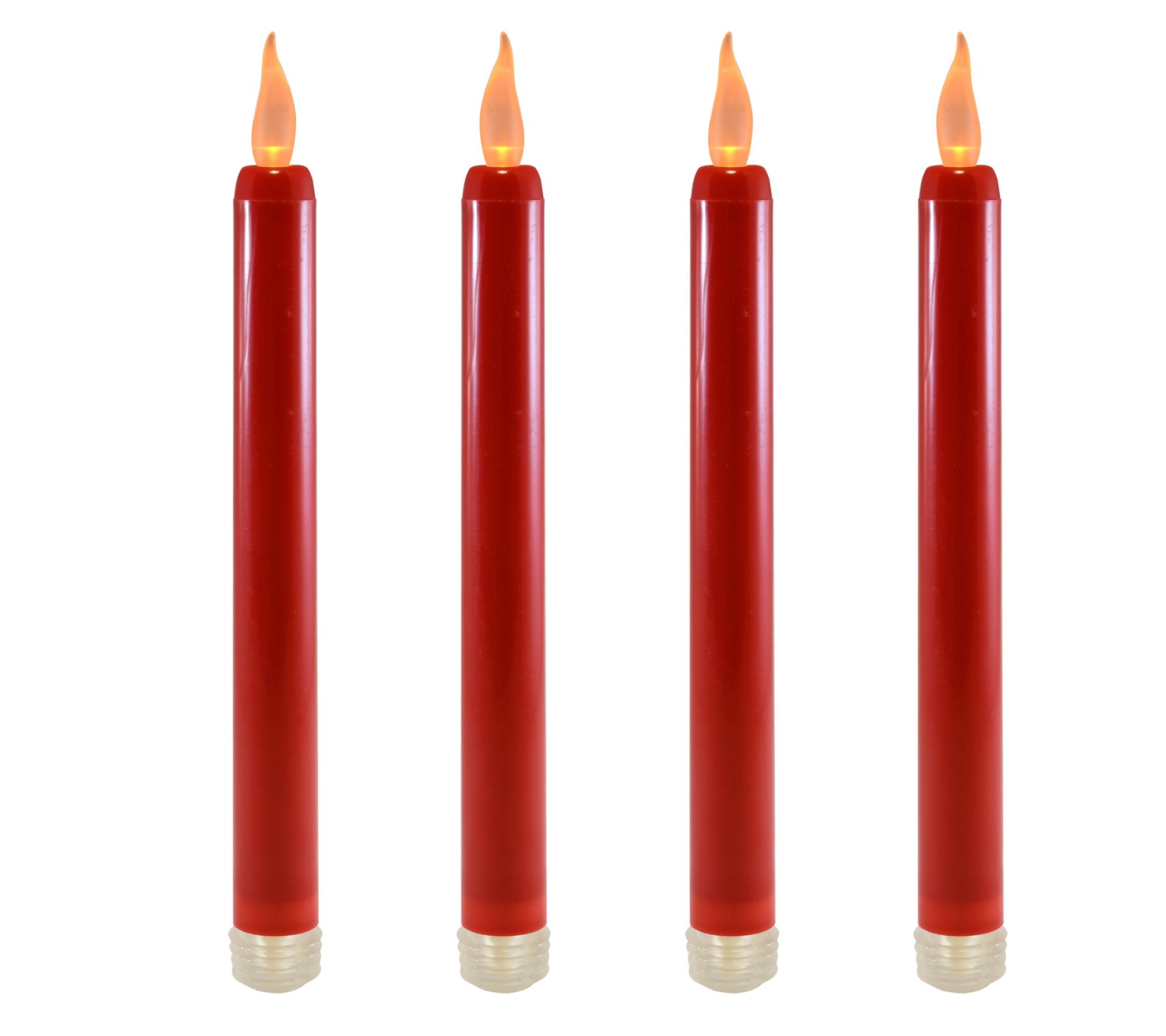 LumaBase Battery Operated LED Red Taper Candles- Set of Four - QVC.com