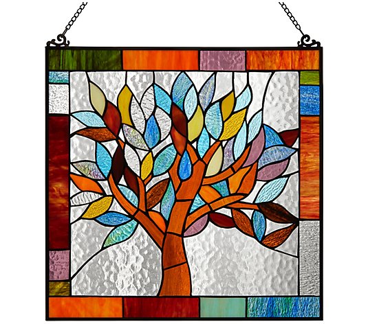 River of Goods 18"H Stained Glass Mystical TreeWindow Panel